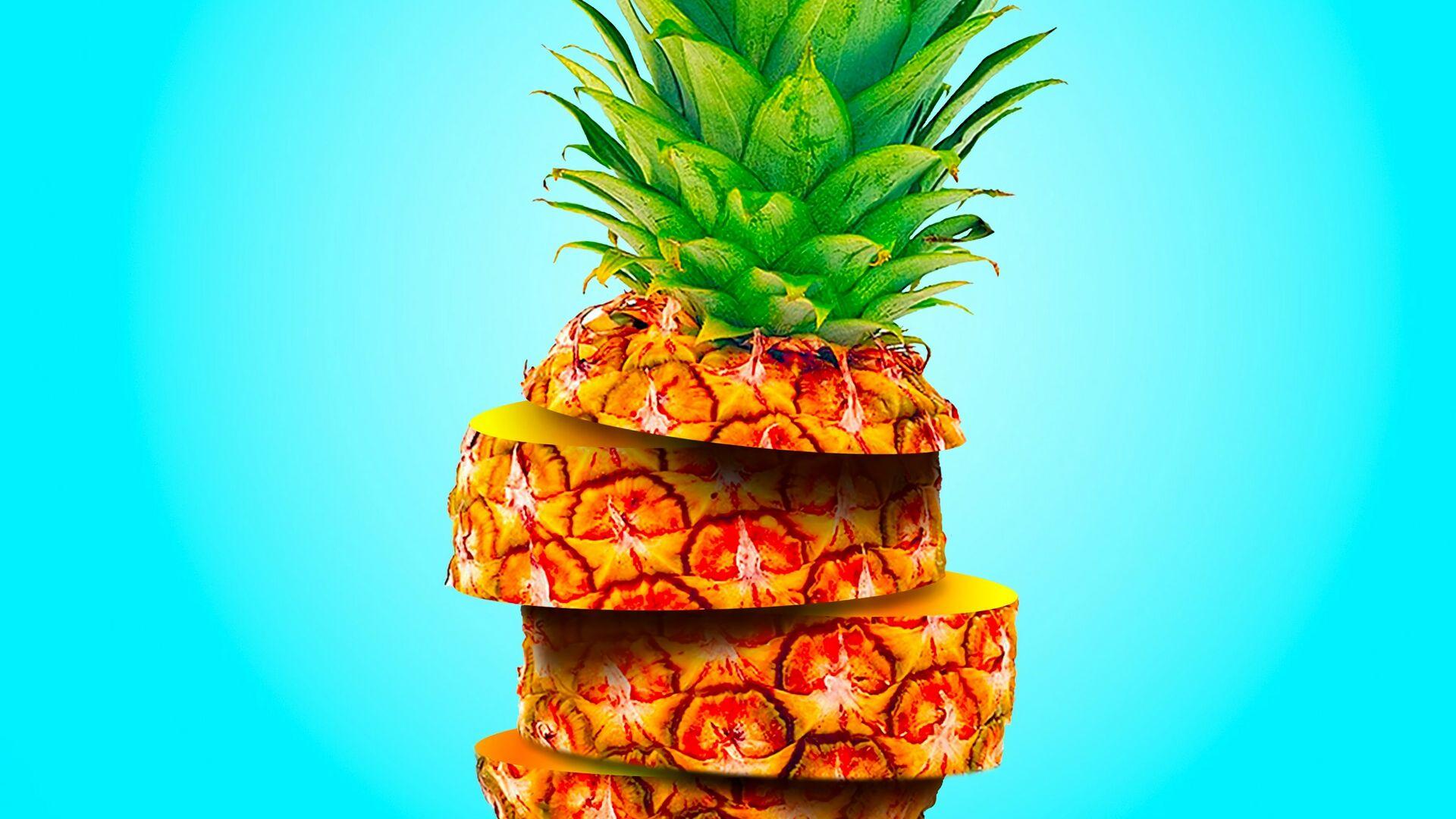 1920x1080 Download wallpaper 1920x1080 pineapple, fruit, exotic, slices full hd, hdtv, fhd, 1080p HD background