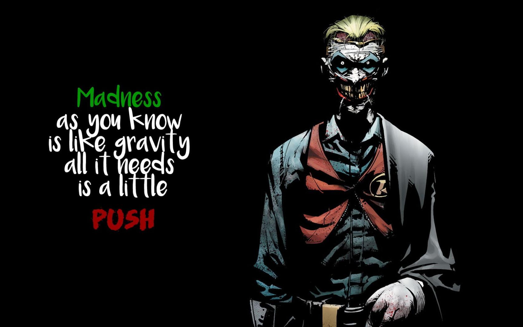 1680x1050 The Joker Illustration Wallpaper, Quote, Comics, Black Background • Wallpaper For You