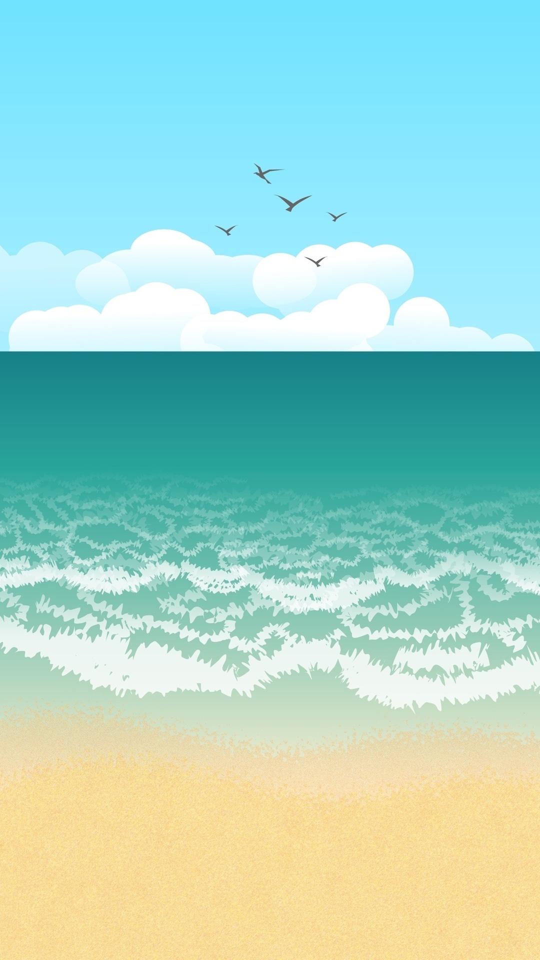 1080x1920 Beach Illustration iPhone 6s, 6 Plus, Pixel xl , One Plus 3t, 5 HD 4k Wallpaper, Image, Background, Photo and Picture