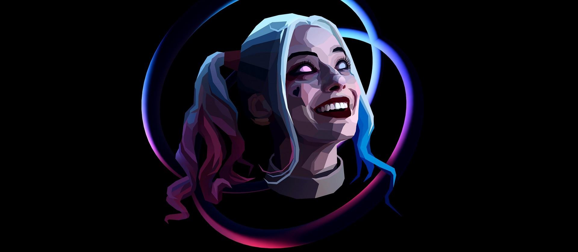 1920x838 Download 1920x838 Harley Quinn, Artwork, Creepy Smile Wallpaper