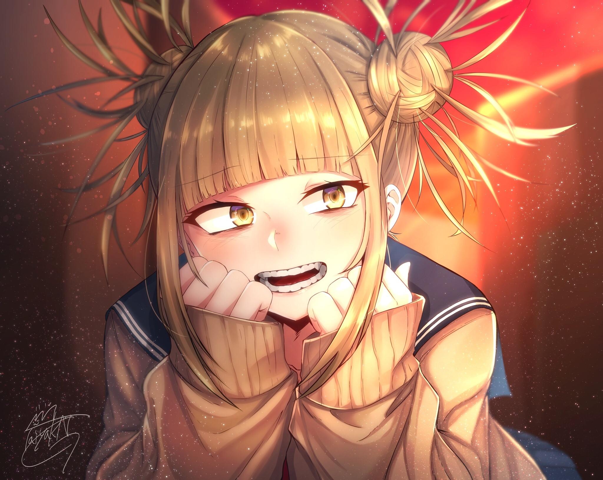 2048x1630 creepy smile blonde school girl no Hero Academia Wallpaper
