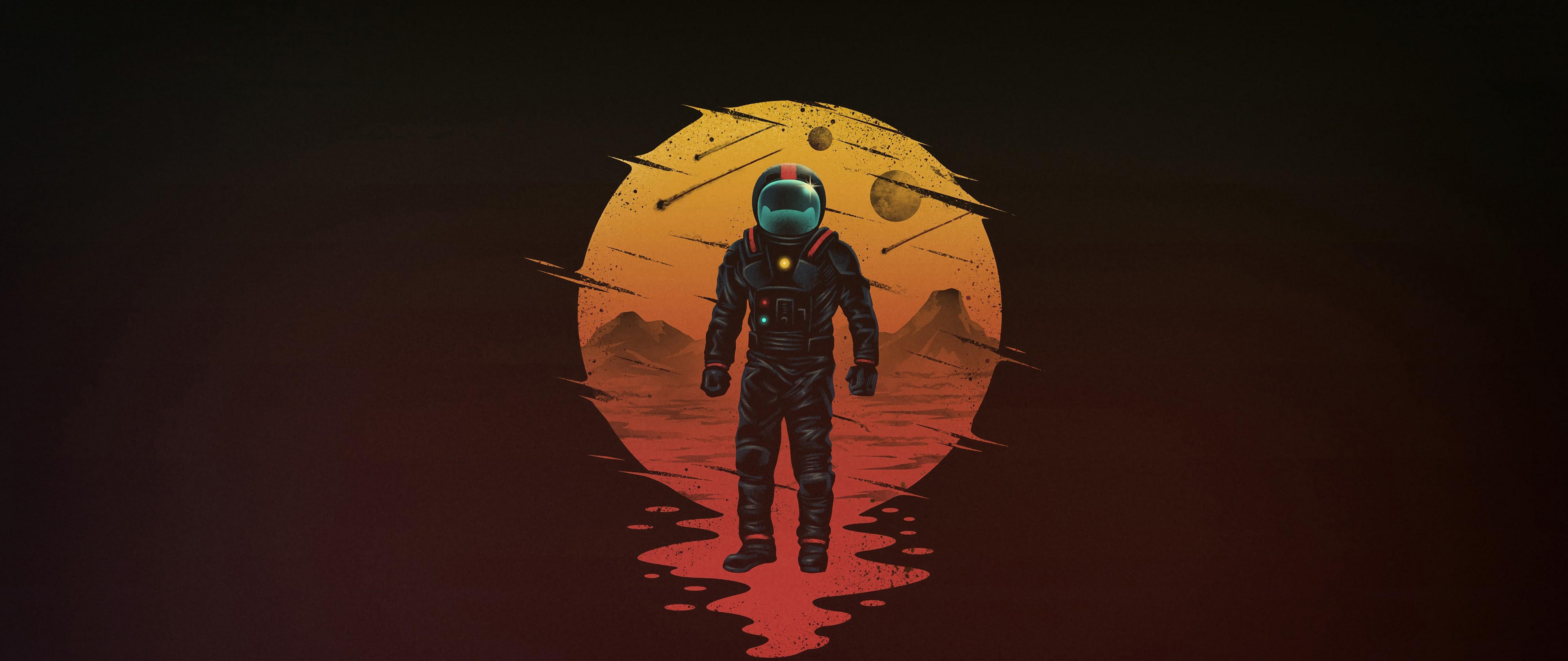 5120x2160 Astronaut Minimalist 4K Wallpaper