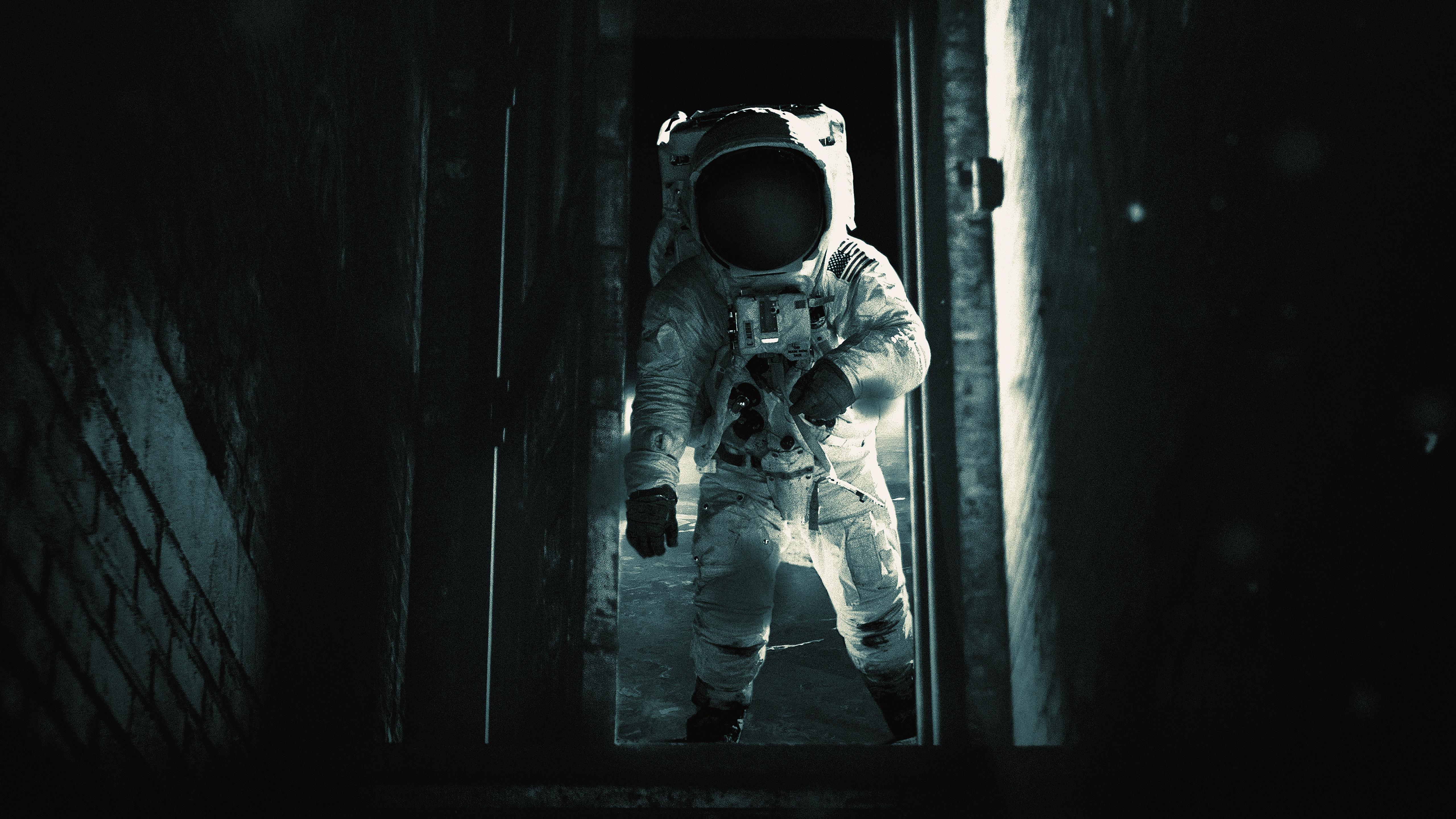 5120x2880 Astronaut Wallpaper 4K, Exploration, Dark background, Space suit, Alone, Space
