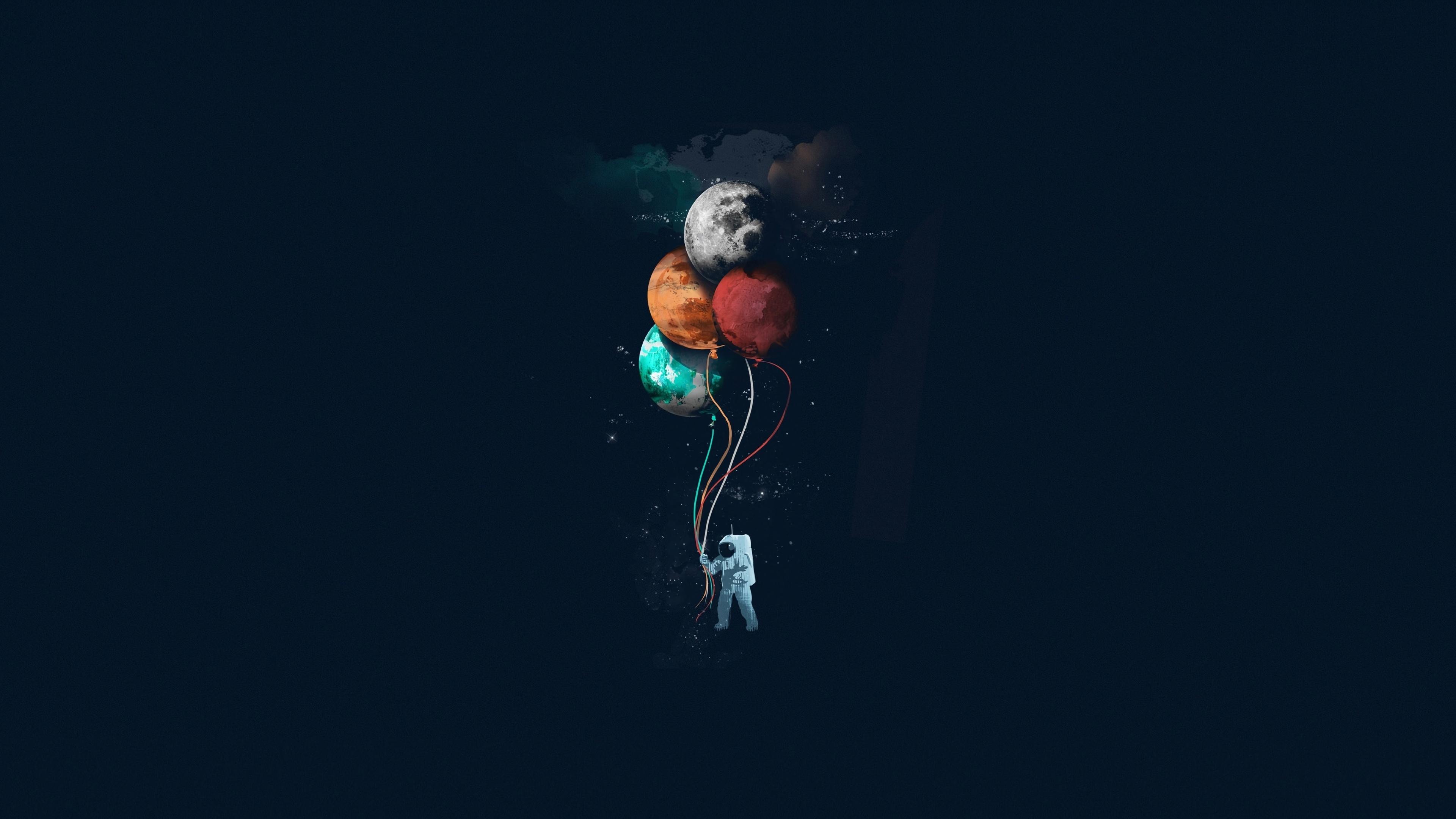 3840x2160 Download 3840x2160 astronaut, balloons, space, minimal, art 4k wallpaper, uhd wallpaper, 16:9 widescreen wallpaper, 3840x2160 HD image, background, 22187
