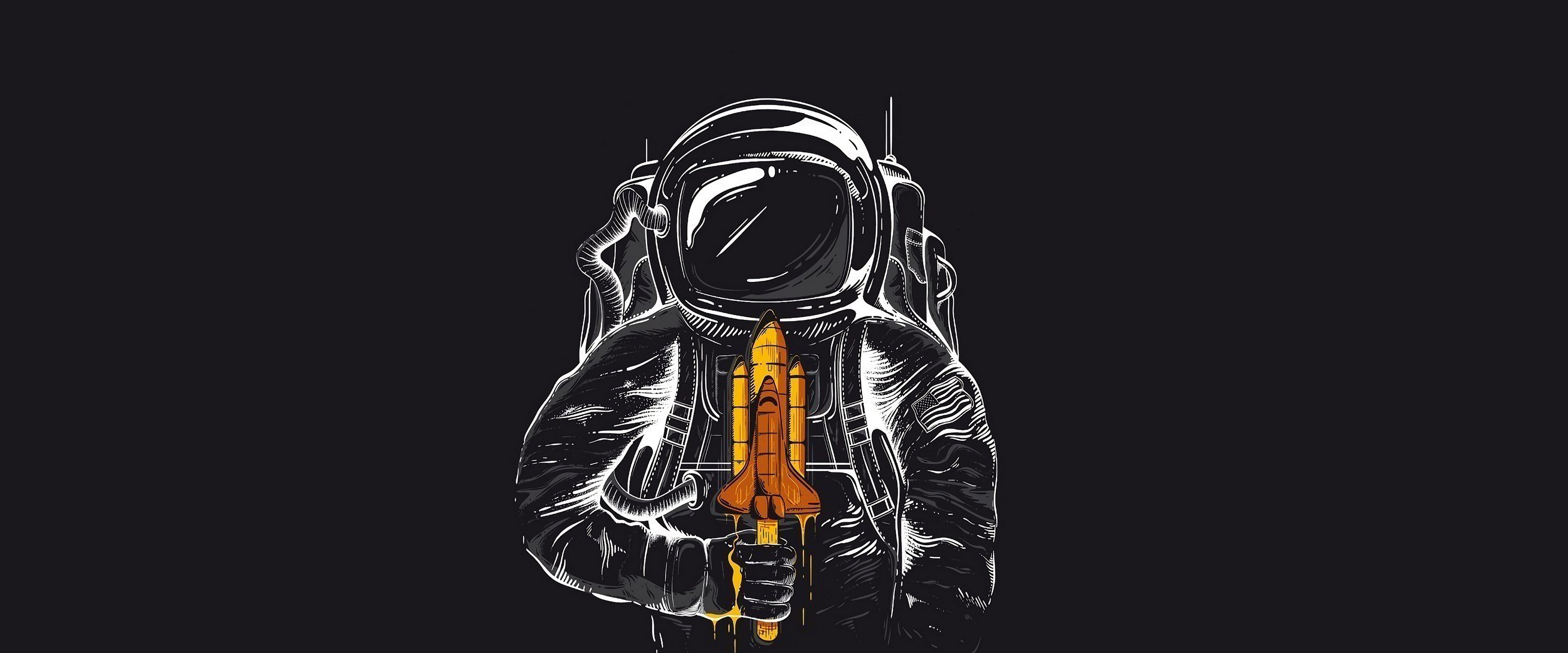 7680x3200 Minimalist Astronaut 4K Wallpaper