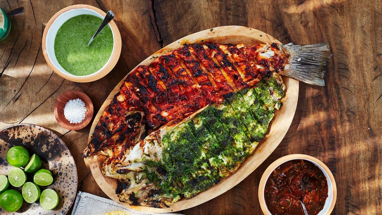 1280x720 Red and Green Grilled Snapper Recipe. Bon Appétit