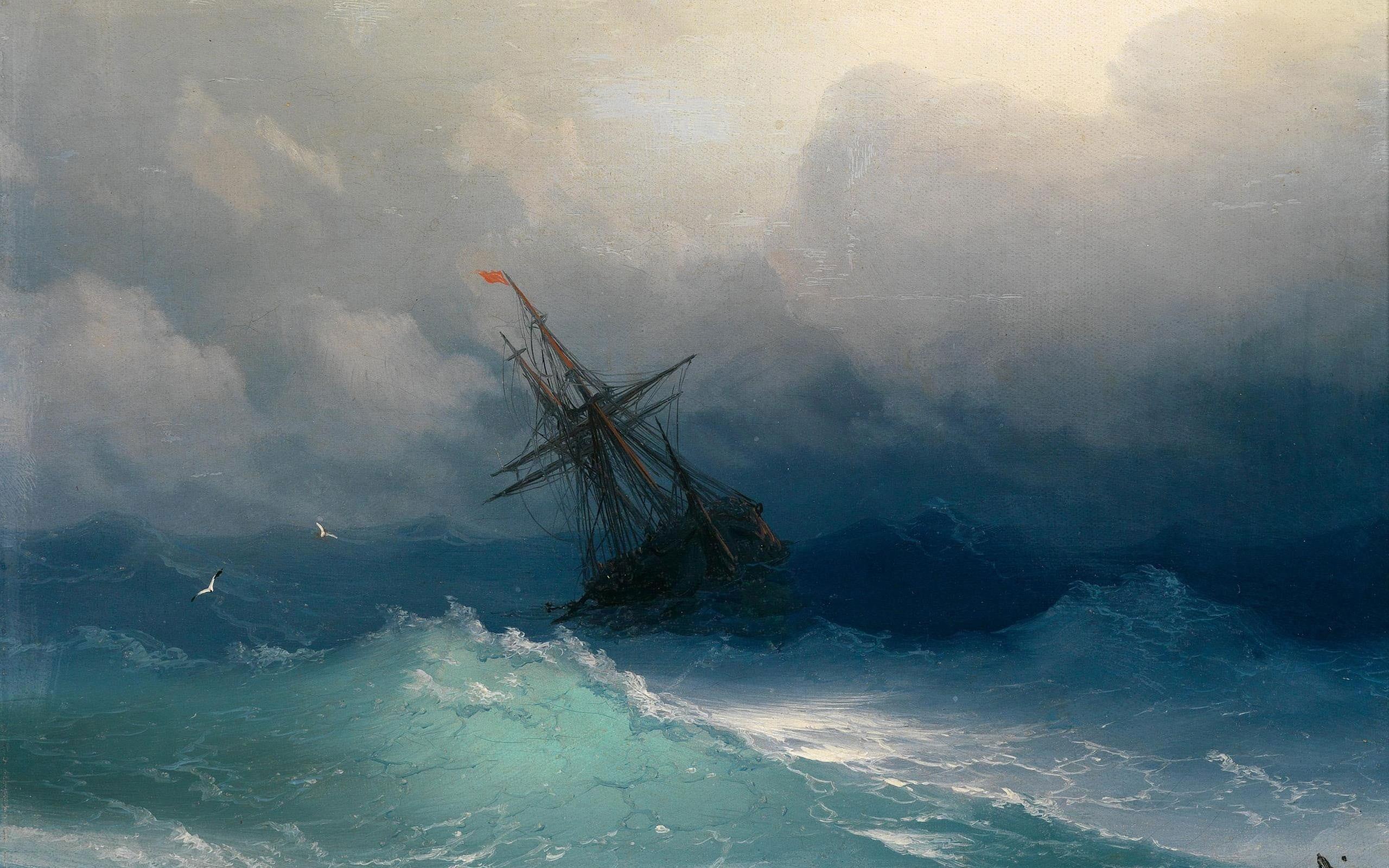 2560x1600 Body Of Water Painting Wallpaper, Ivan Aivazovsky, Sea, Ship, Seagulls • Wallpaper For You