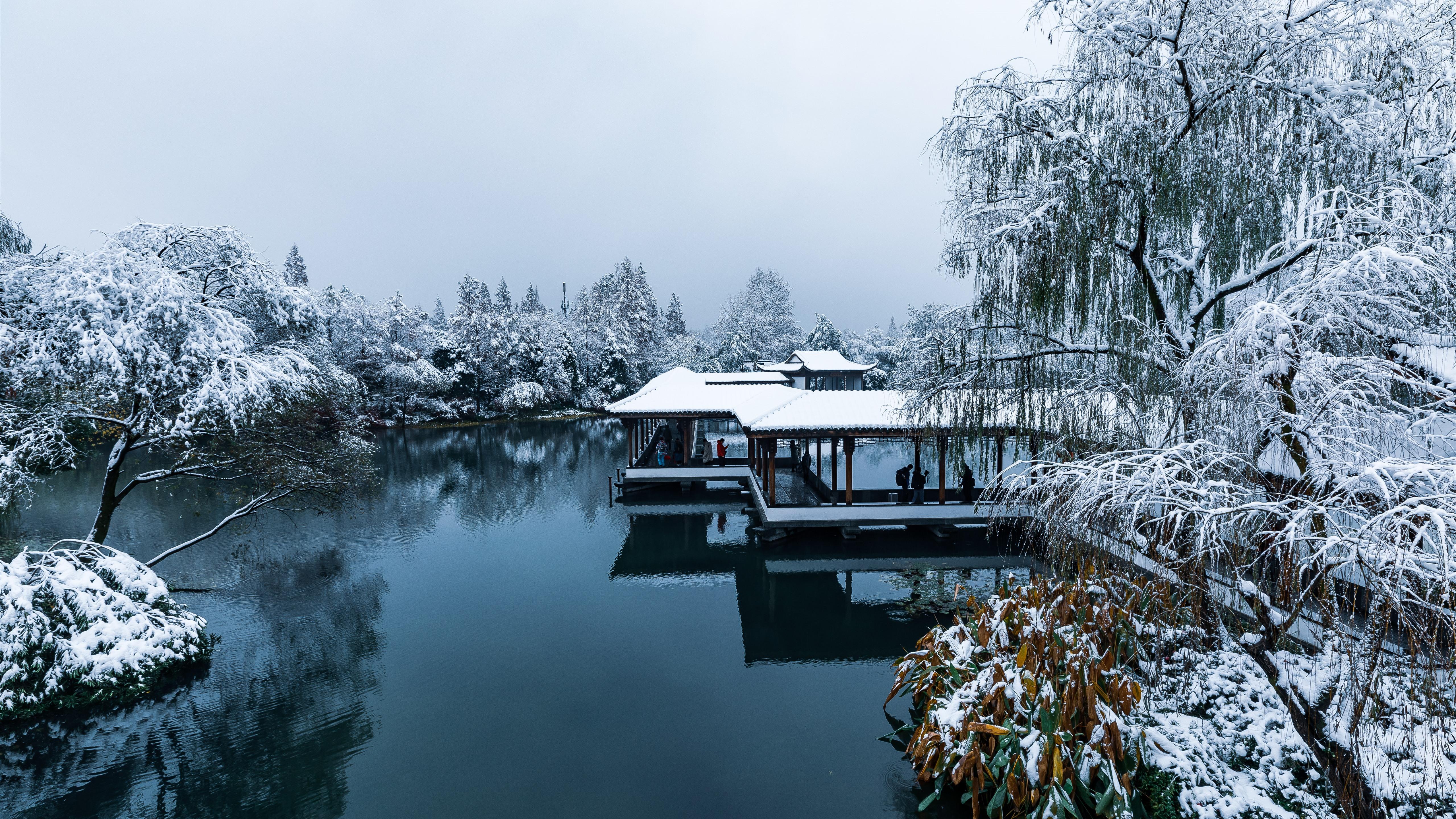 5120x2880 Free download Wallpaper China Hangzhou park snow trees lake people winter [5120x2880] for your Desktop, Mobile & Tablet. Explore Winter China Wallpaper. China Wallpaper, China Map Wallpaper, China Wallpaper