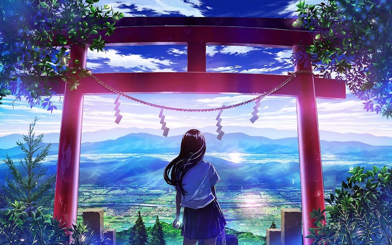 1280x800 Anime Japanese Gate Shrine Girl Scenery Phone iPhone 4K Wallpaper free Download
