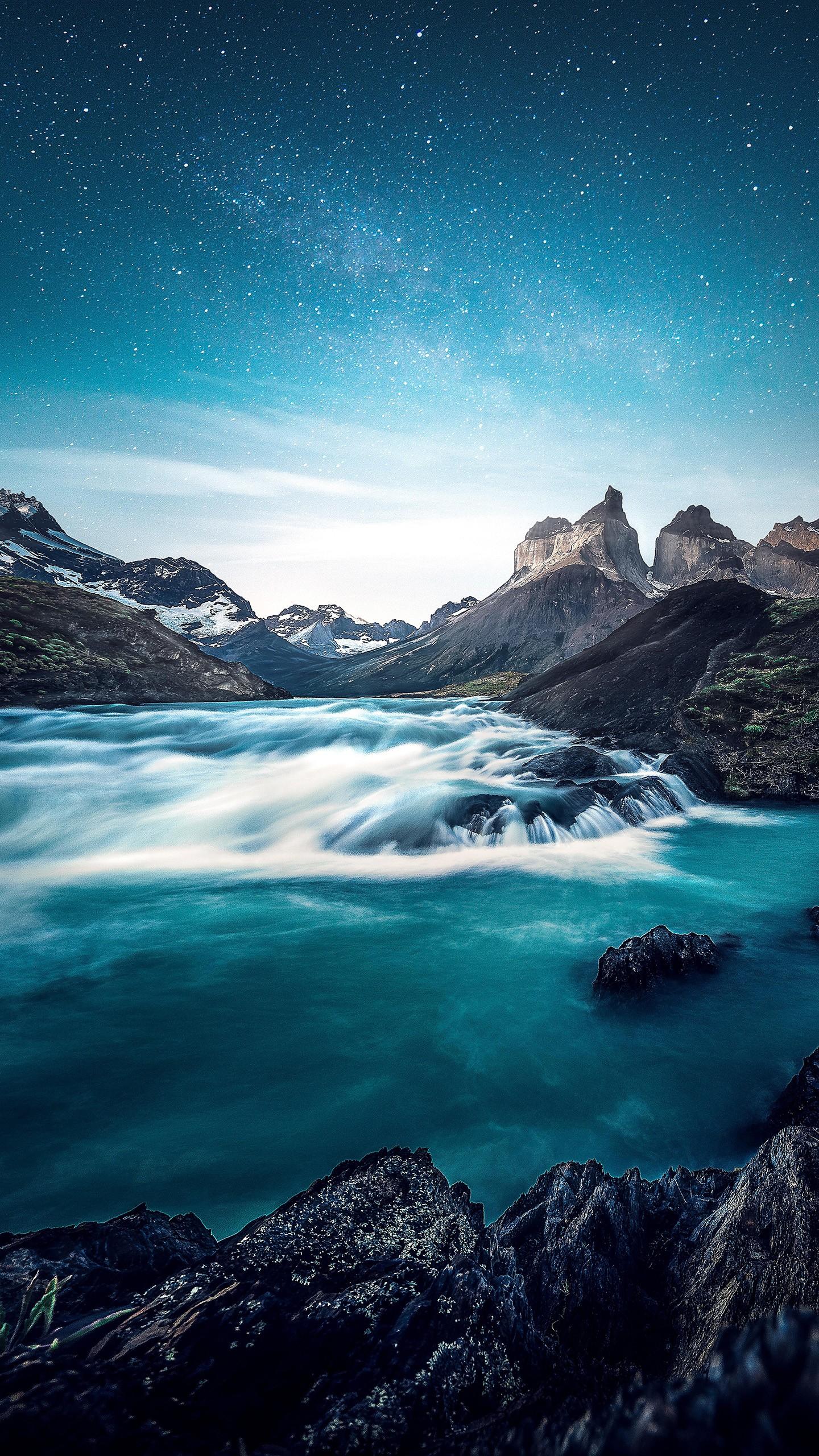 1440x2560 Lake Mountains Long Exposure 4K 5K Wallpaper