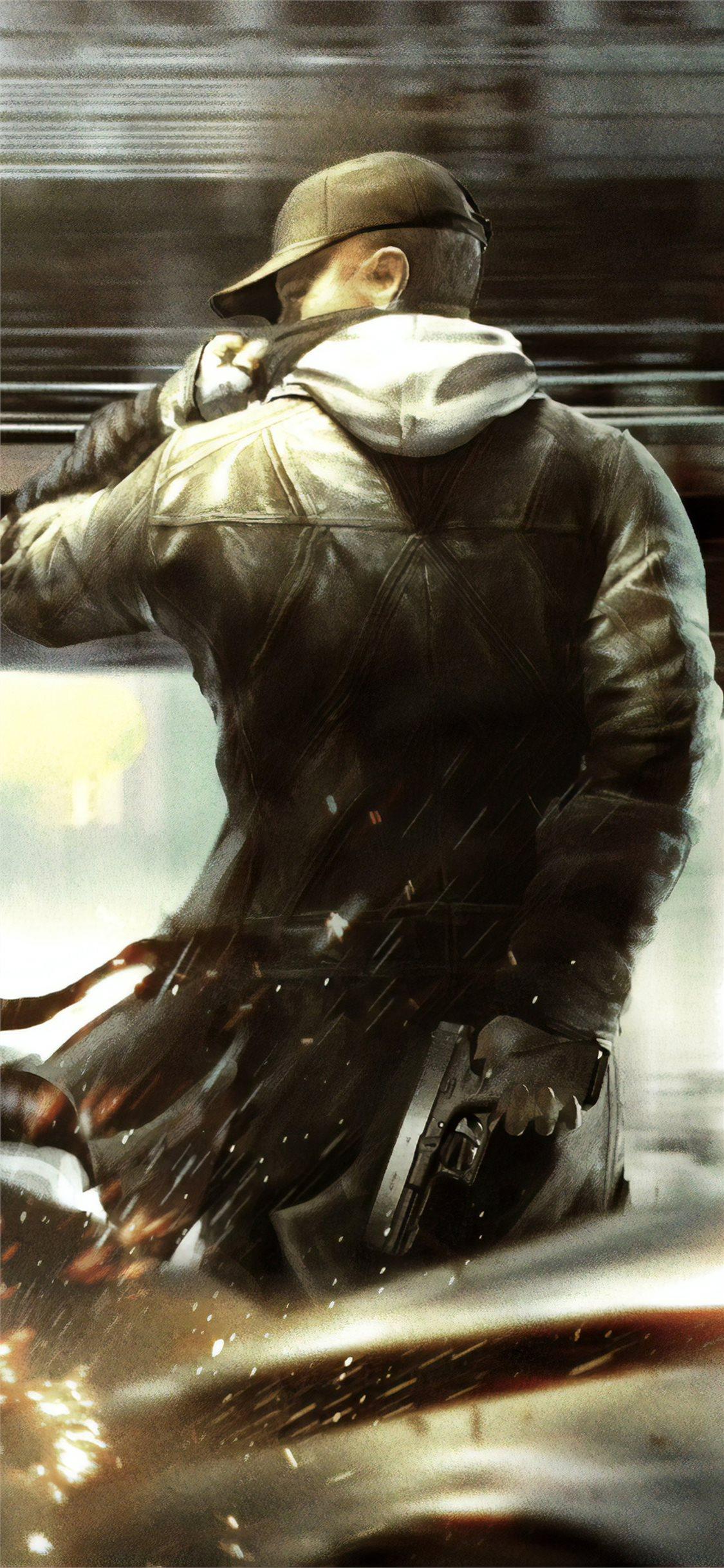 1125x2436 watch dogs 1 character 4k iPhone X Wallpaper Free Download