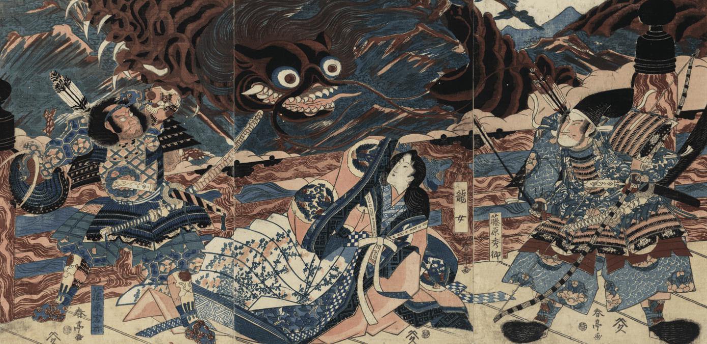1390x677 Vintage Japanese Samurai Battle Wall Mural