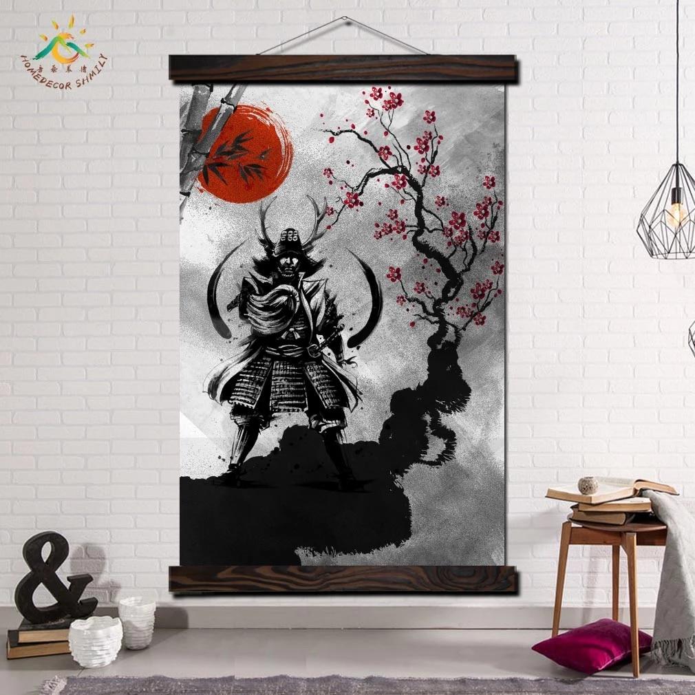 1010x1010 Japanese samurai Red Sun Modern Wall Art Print Pop Art Posters and Prints Scroll Canvas Painting wall picture for living Room Home & Garden