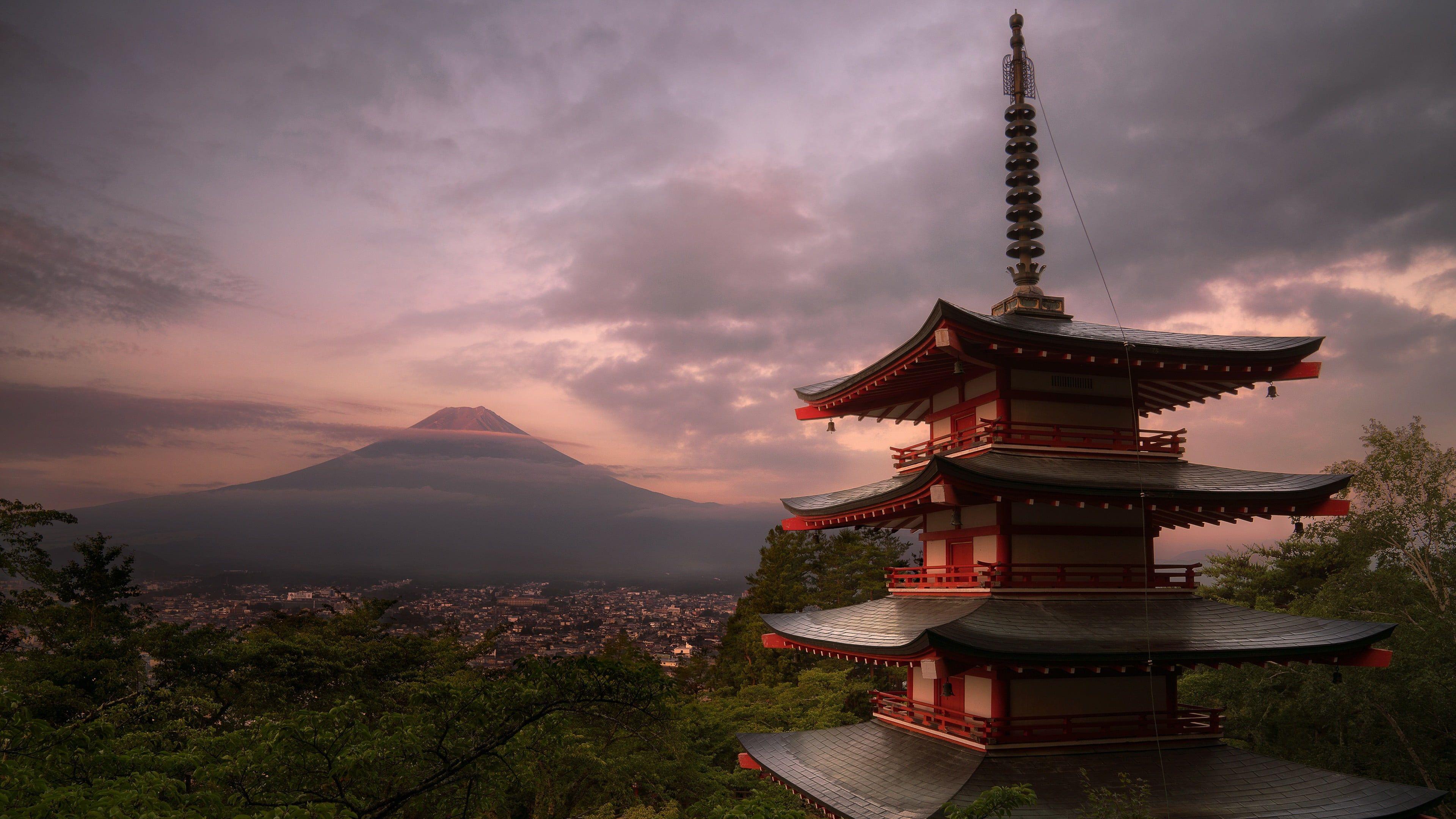 3840x2160 japan chureito pagoda #pagoda #asia #fuji mount fuji #arakura mt fuji #fujiyoshida #yamanashi #landscape K. Flower png image, Aerial view, Background desktop