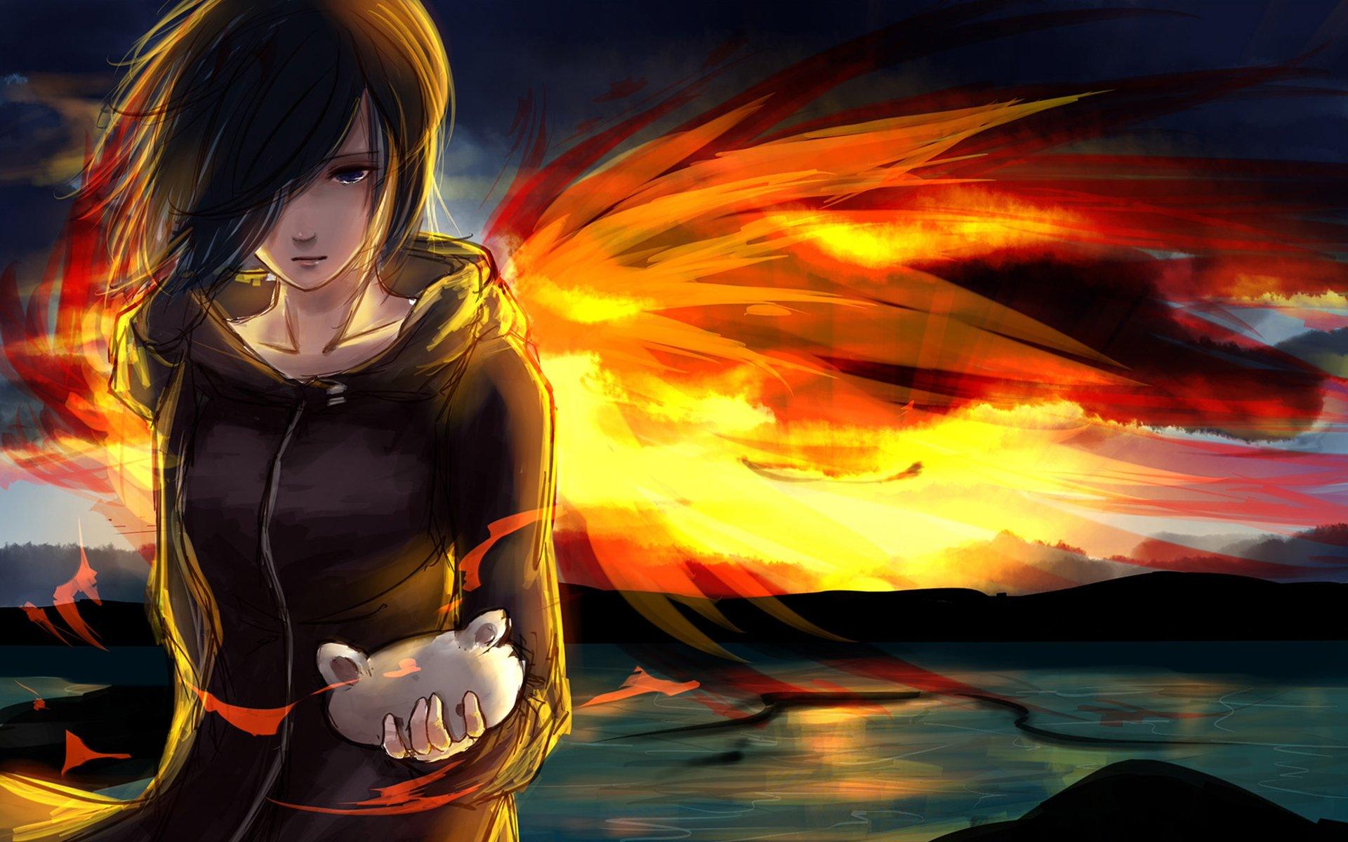 1920x1200 Anime Blue Eyes Girl Kagune Tokyo Ghoul Mask Sunset Tokyo HD For Your XFCE Desktop
