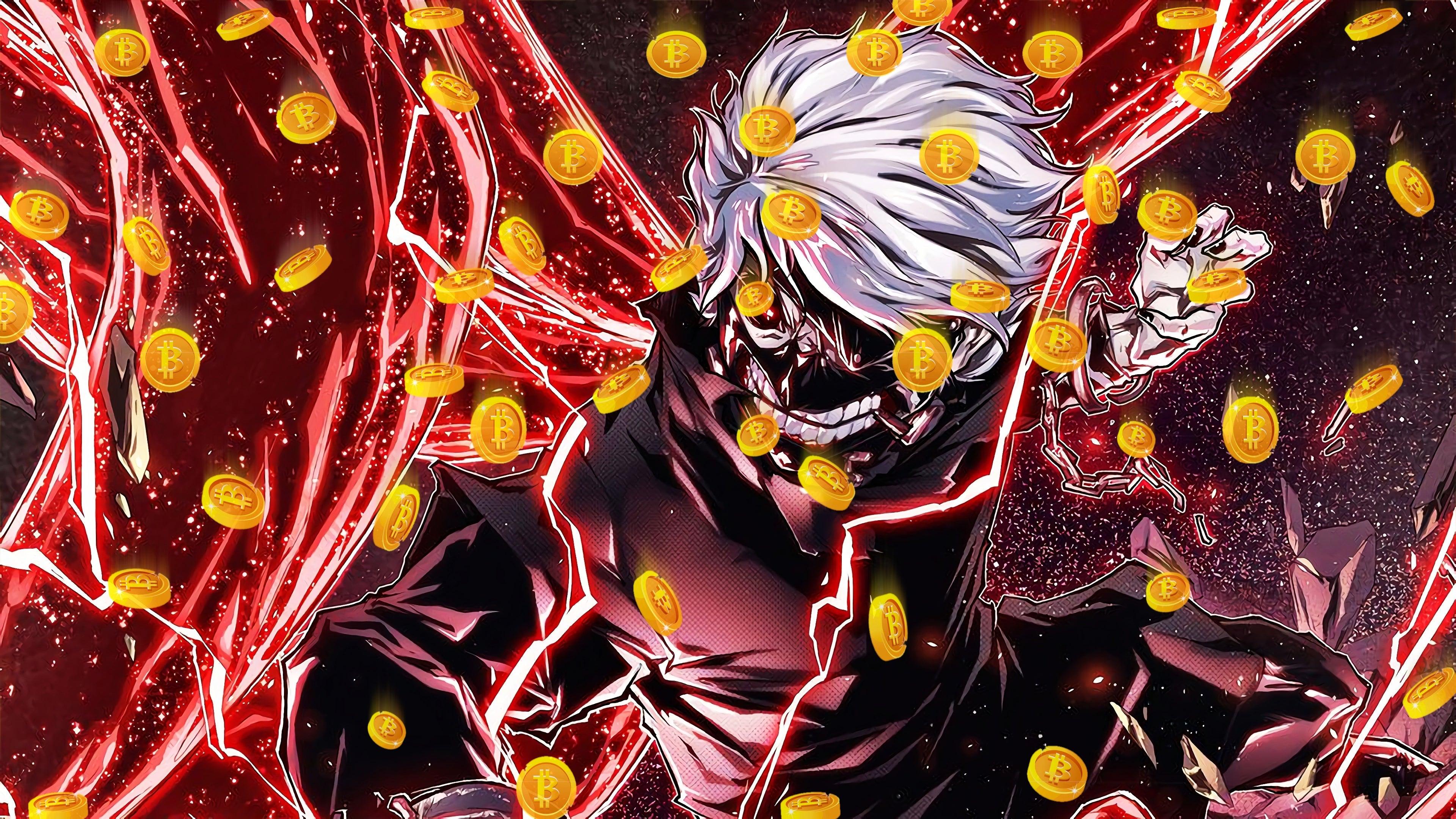 3840x2160 Bitcoins From Above Ken Kaneki Mask Kagune Tokyo Ghoul Z3756 Wallpaper