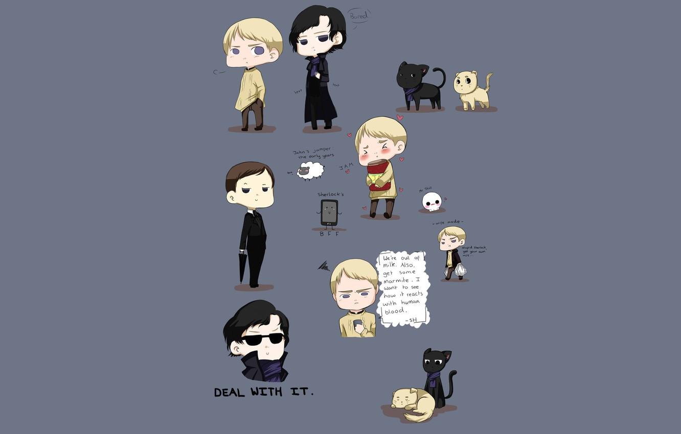 1332x850 Wallpaper art, kittens, the series, Sherlock Holmes, John Watson, Mycroft Holmes, Sherlock BBC, Dr. John Watson, John Watson image for desktop, section прочее