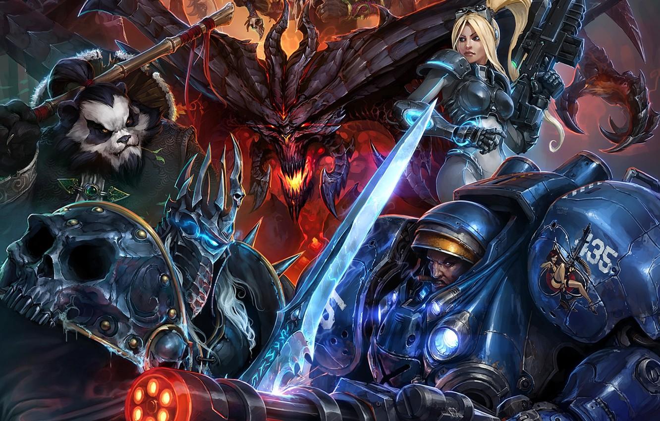 1332x850 Wallpaper Warcraft, Starcraft, Diablo, Blizzard Entertainment, heroes of the storm art image for desktop, section игры