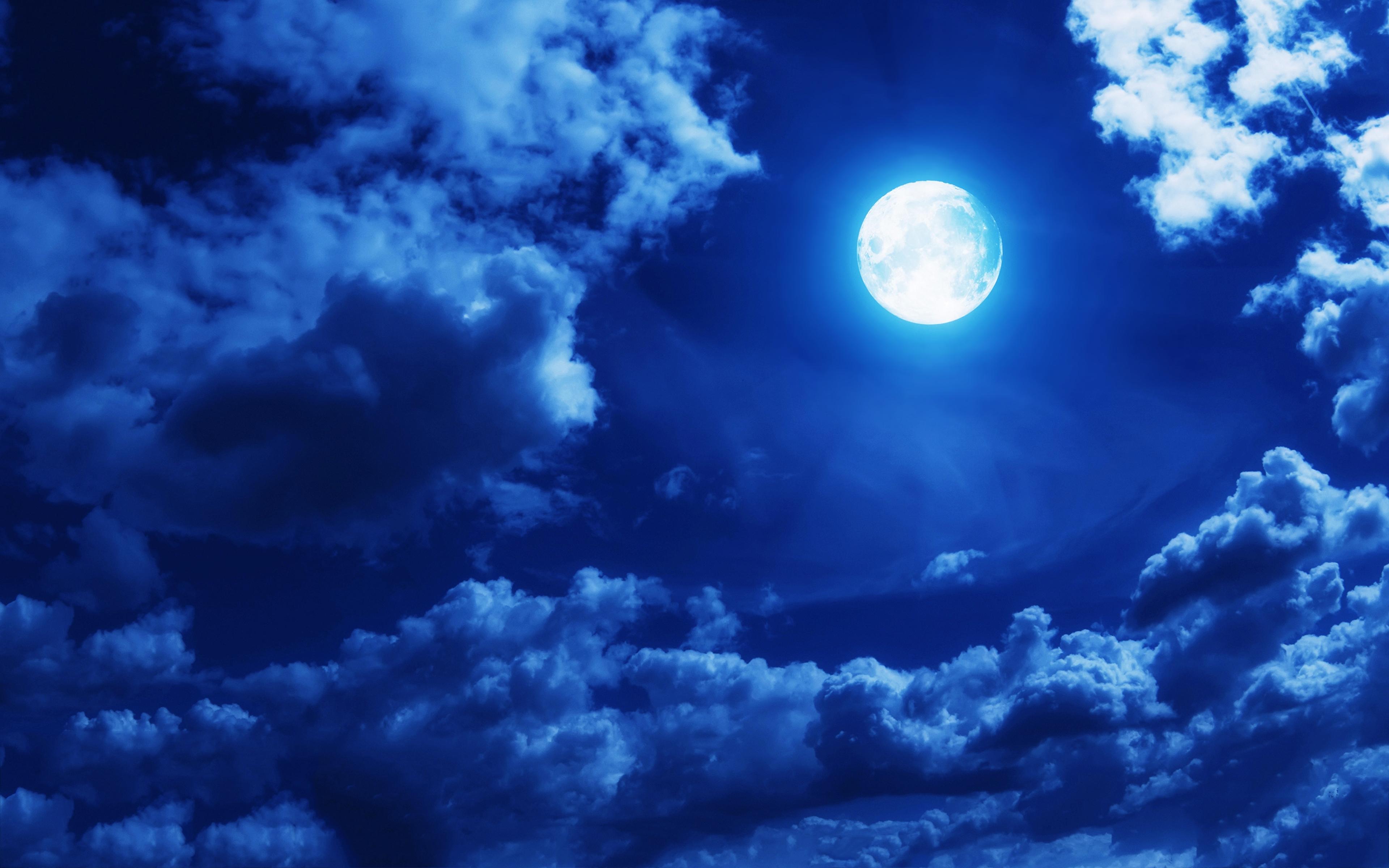3840x2400 Night Sky Moon 4k