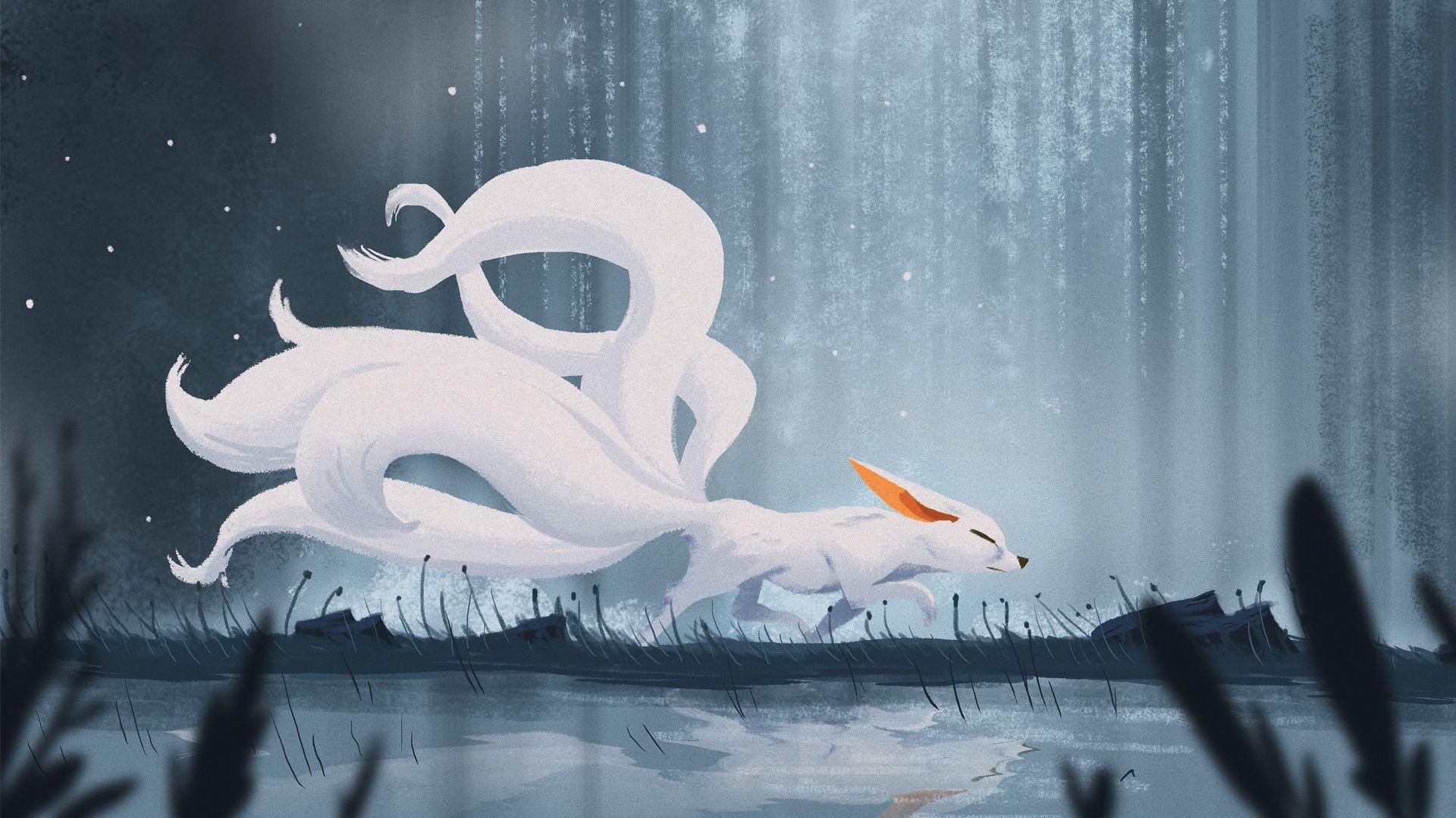 1920x1080 Cute Anime Fox Wallpaper