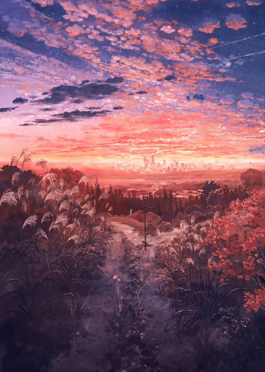 857x1200 anime sunrise' Poster by Word Fandom. Displate. Anime scenery, Scenery wallpaper, Landscape wallpaper