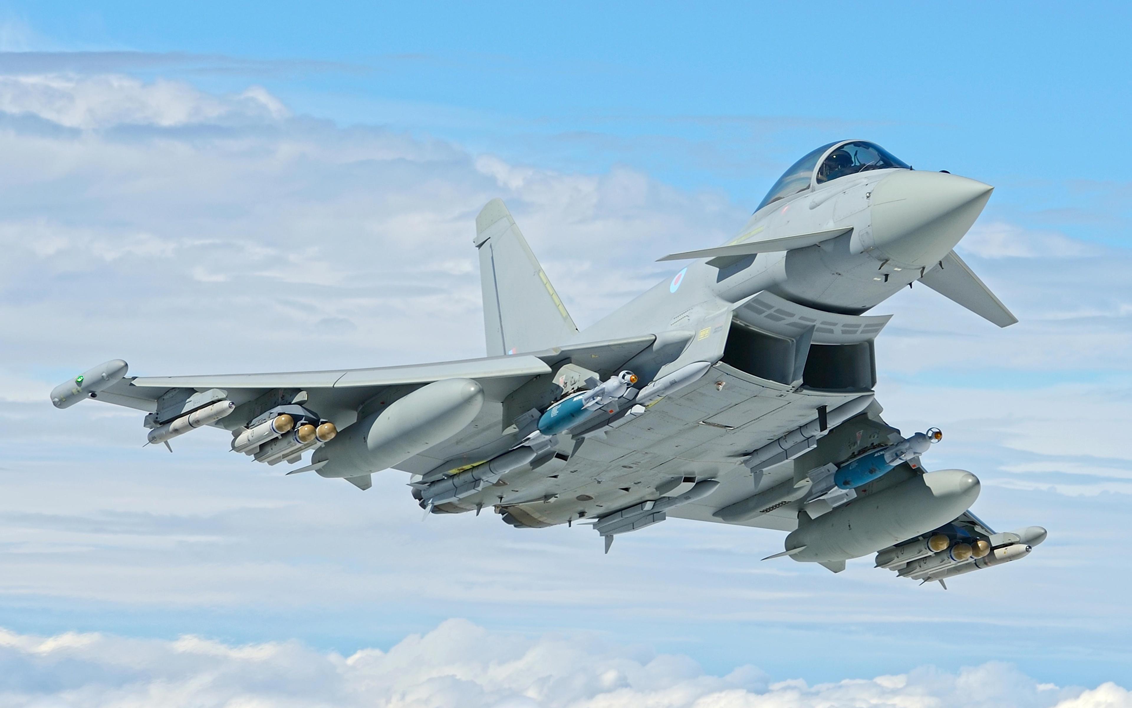 3840x2400 Photos Fighter aircraft Eurofighter Typhoon Flight 3840x2400