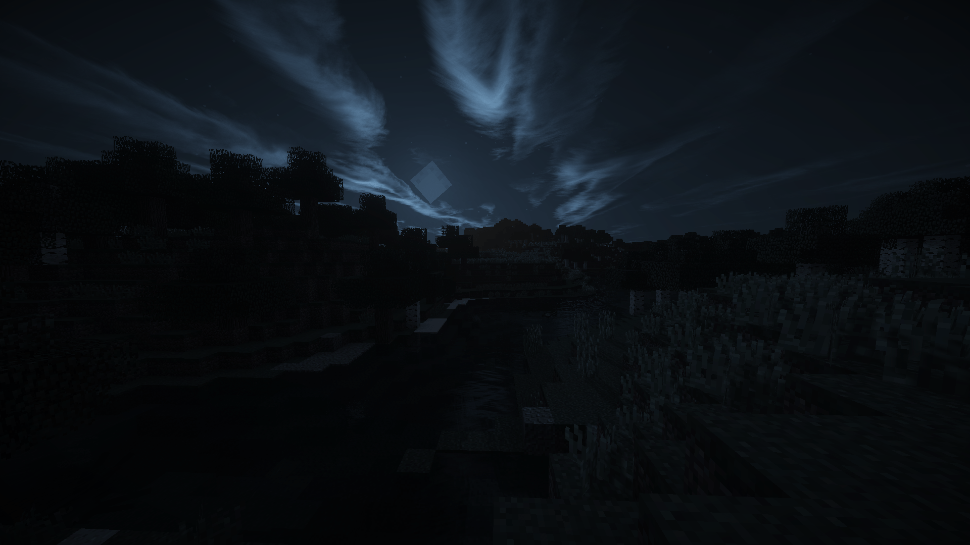 1920x1080 Minecraft Sun Moon Water Shaders Black Wallpaper:1920x1080
