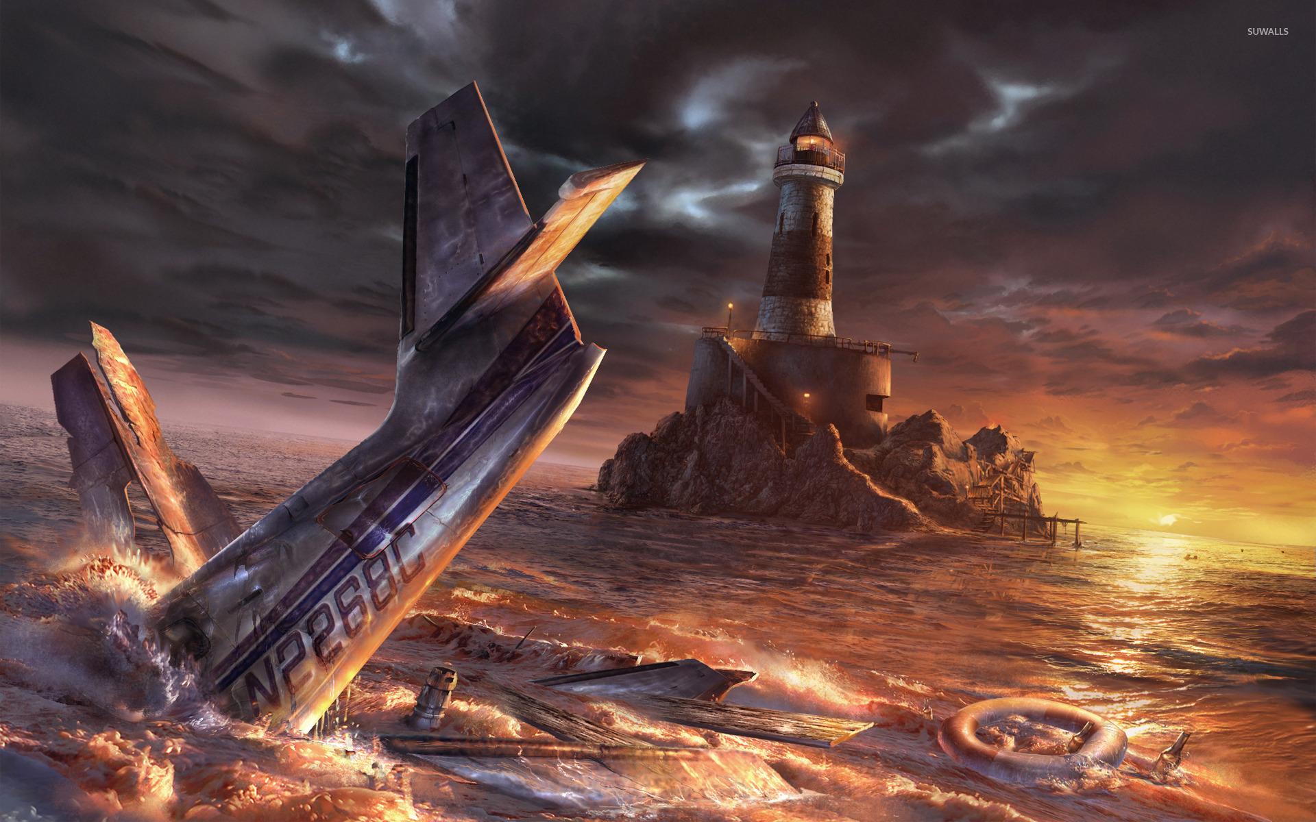 1920x1200 Free download Crashed airplane near the lighthouse wallpaper Fantasy wallpaper [1920x1200] for your Desktop, Mobile & Tablet. Explore Plane Crash Wallpaper. Car Crash Wallpaper, Fighter Plane Wallpaper, Computer Crash Wallpaper