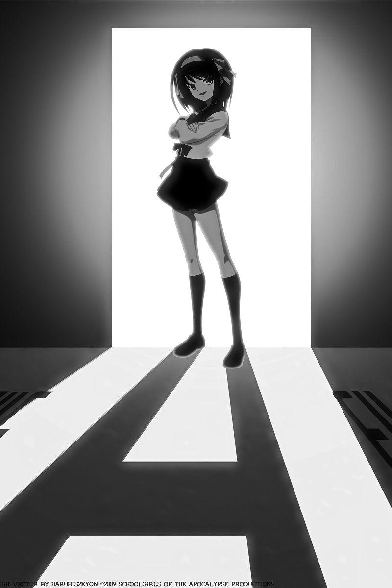 800x1200 Download wallpaper 800x1200 anime, black and white, girl, pose