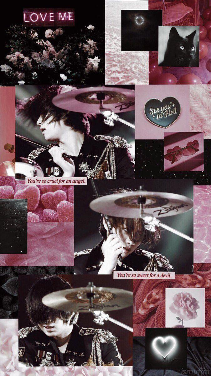 674x1200 Aesthetic Black And Pink Wallpaper