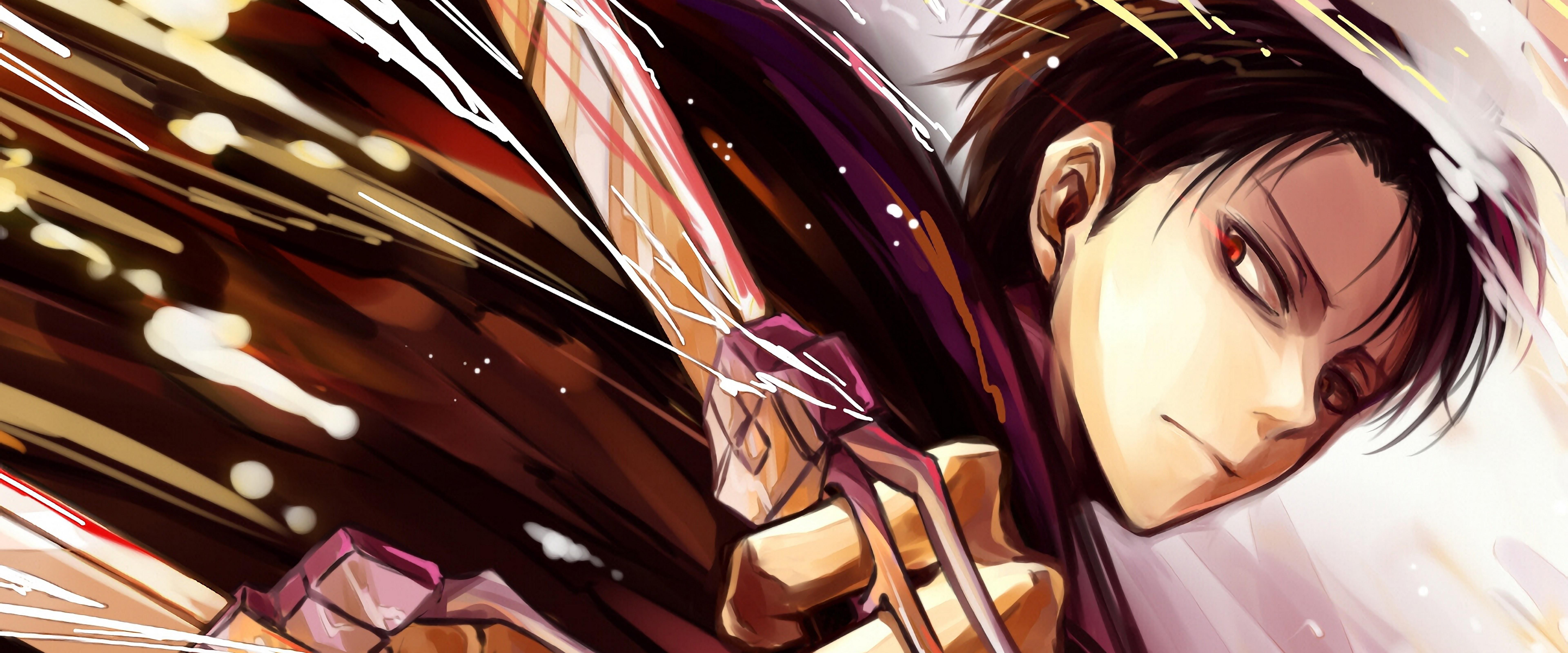 7680x3200 Levi Attack on Titan 4K Wallpaper