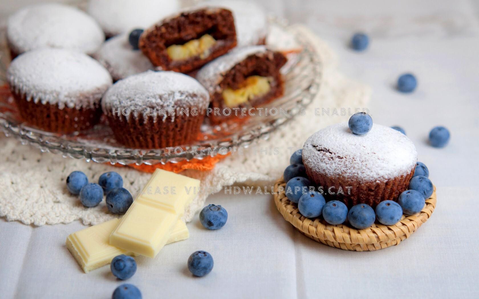 1680x1050 cupcakes white chocolate blueberry food