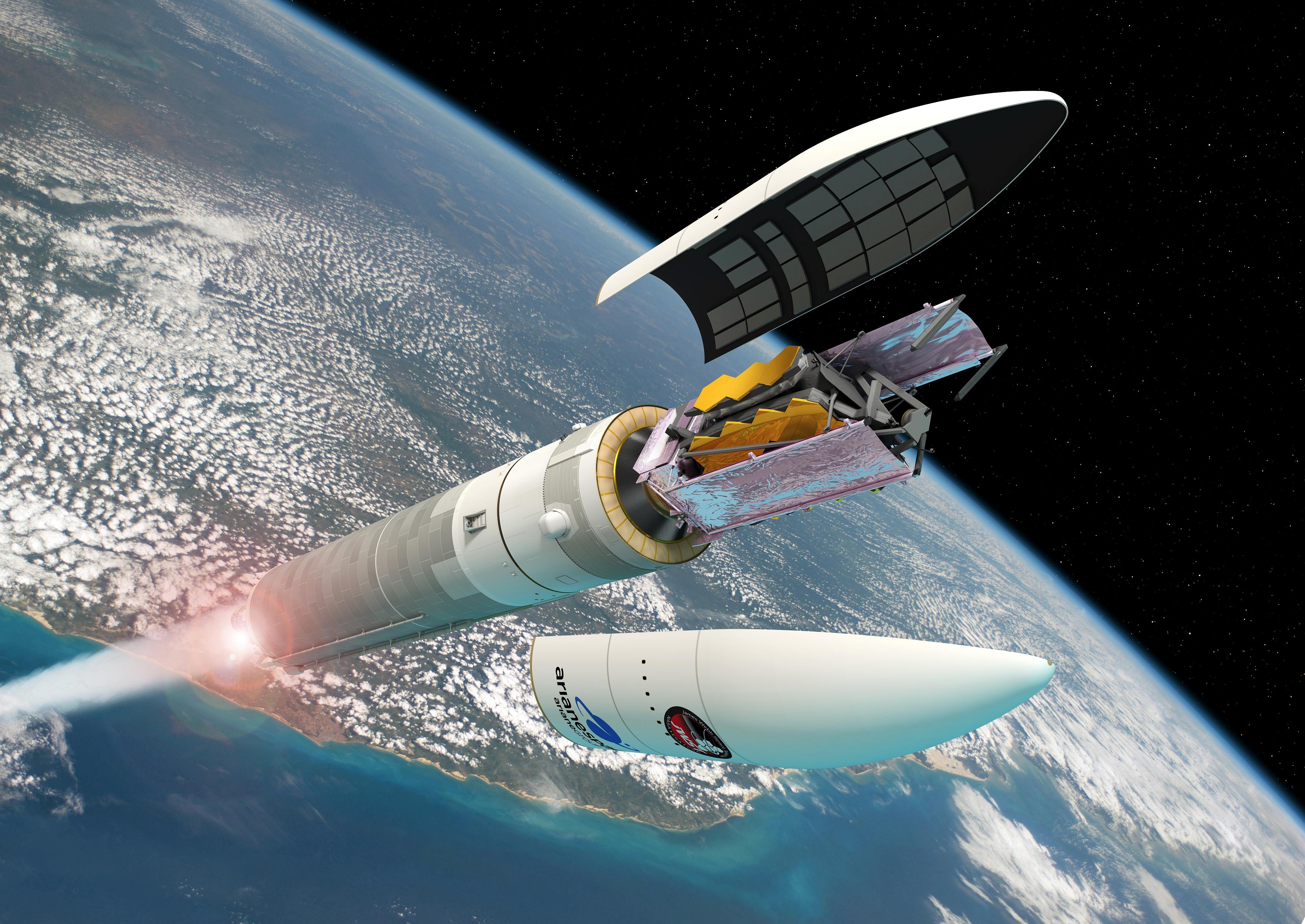 3500x2479 ESA's view of the James Webb Space Telescope on an Ariane 5 launcher