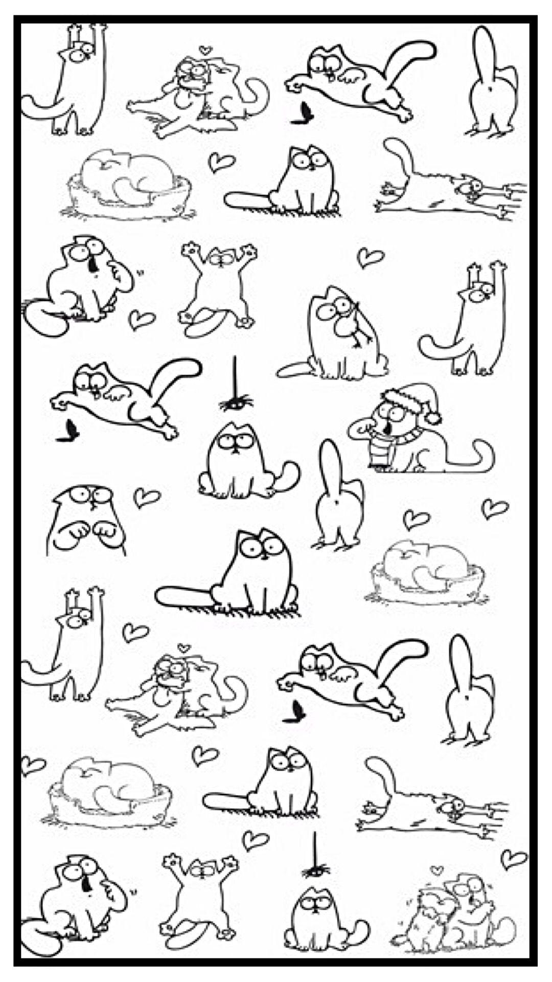 1080x1920 Simon's Cat. Wallpaper. Cat wallpaper, Simple cat drawing, Cats illustration