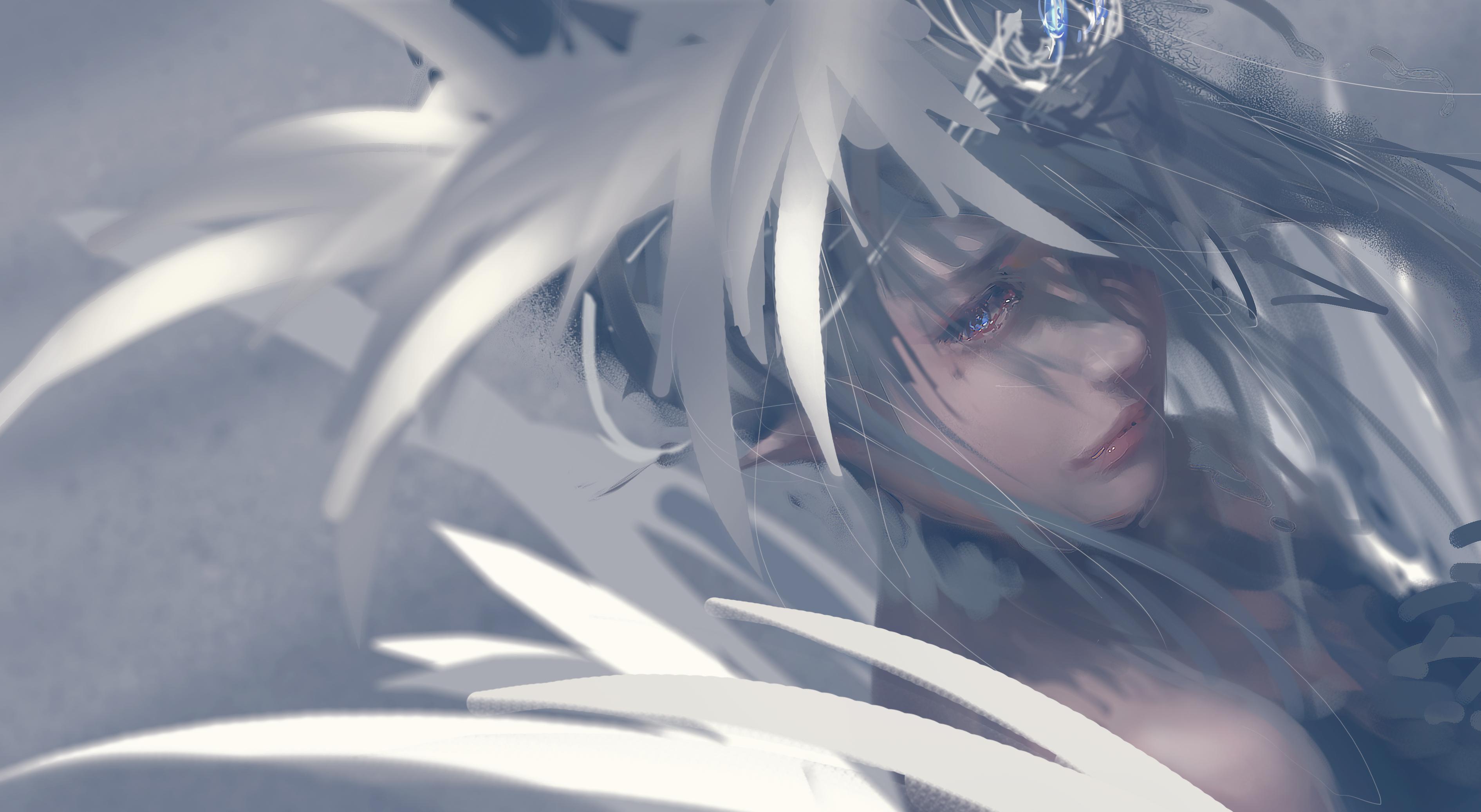 3782x2075 women, WLOP, Blue eyes, Elven, Digital art, Artwork Wallpaper HD / Desktop and Mobile Background
