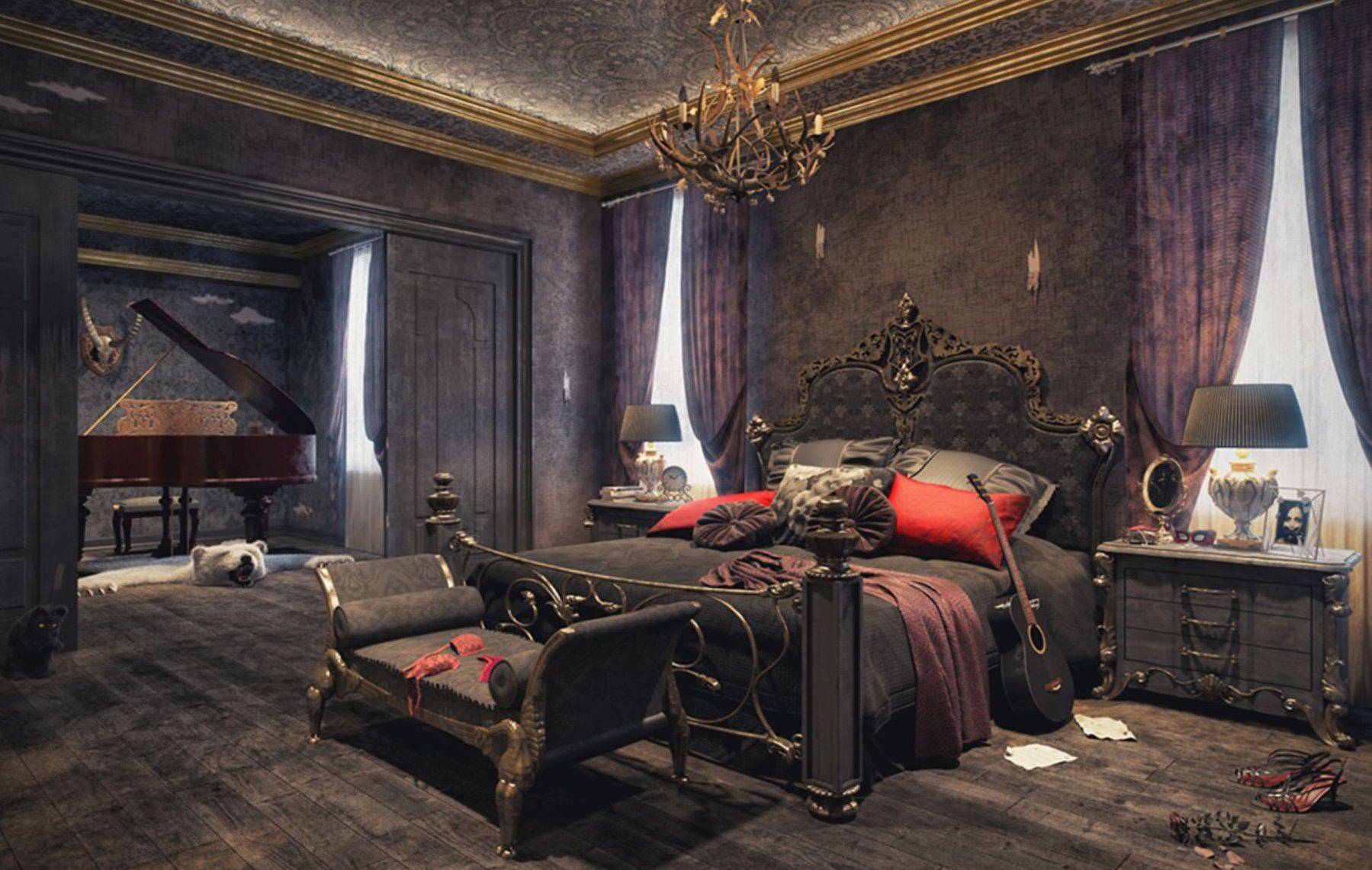 1799x1141 Gothic Style Bedrooms: From Full Theme to Chic Touch of Drama
