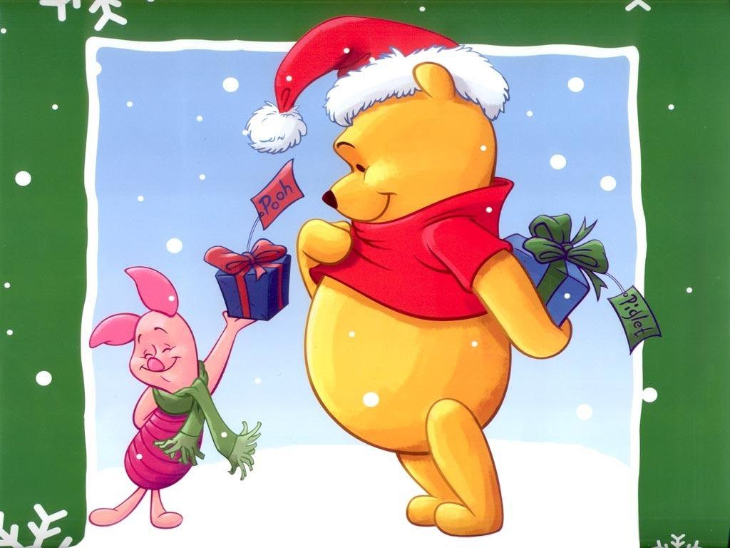 1024x768 Piglet Tặng quà Hình nền Giáng sinh - Phim hoạt hình Giáng sinh
