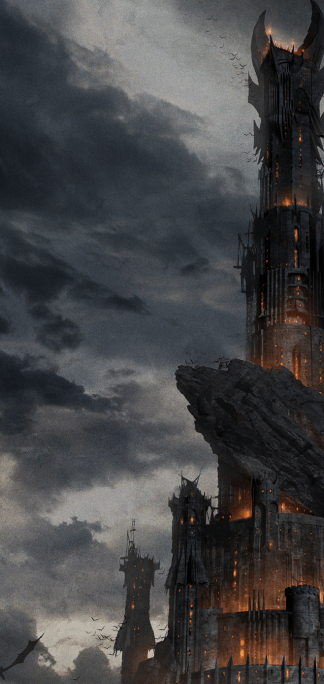 640x1351 Lord Of The Rings Barad Dûr Tower, The Camera Sits Perfectly In The Cresent Circle Of The Tower