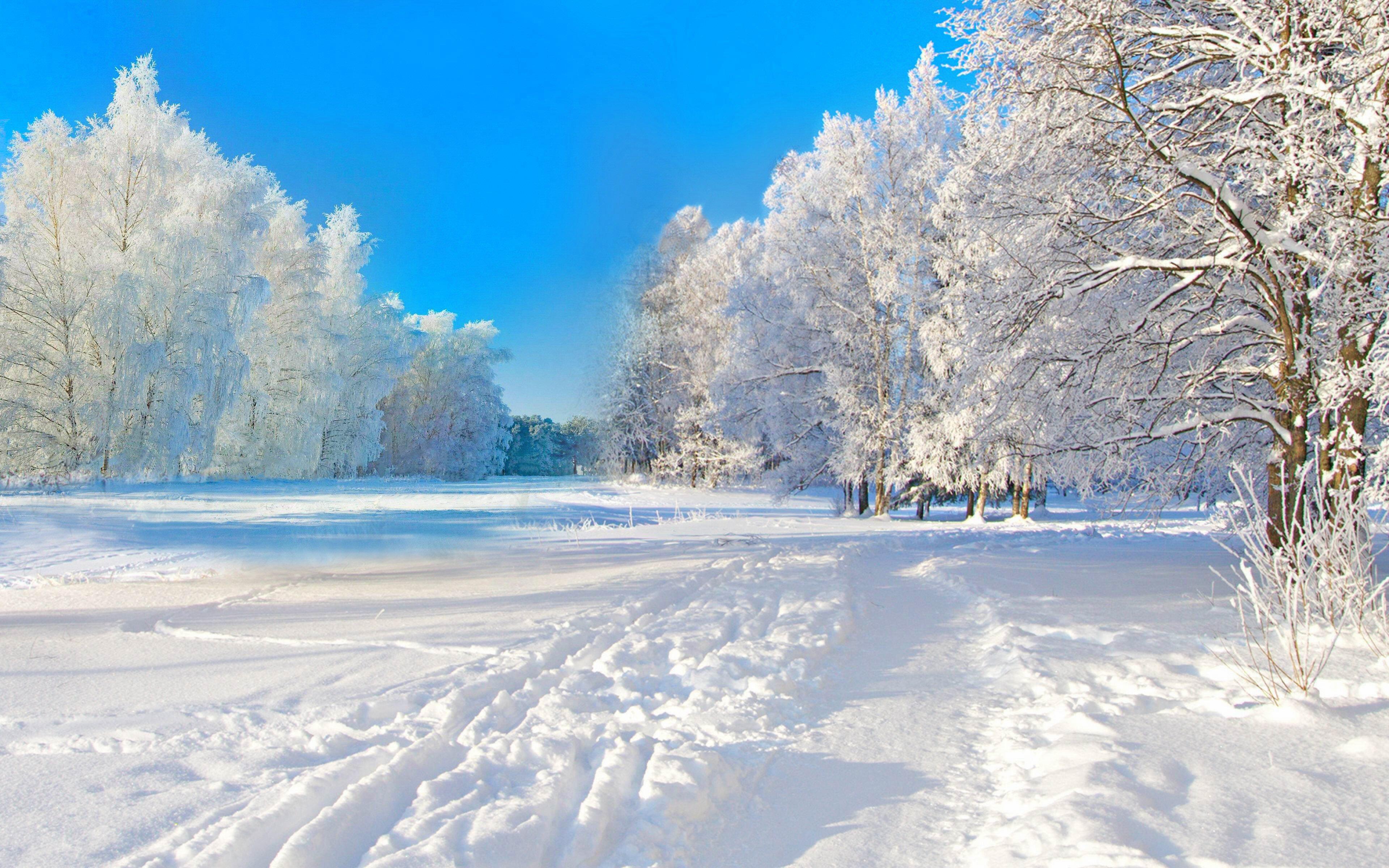 3840x2400 4k ultra HD wallpaper, winter, natural landscape, water, nature, snow