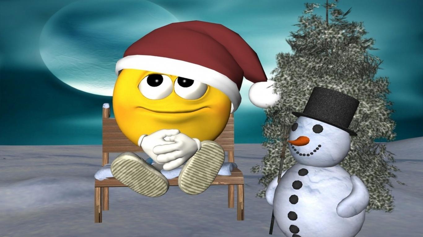 Hình nền màn hình rộng 1366x768 Funny Christmas Cartoon 2