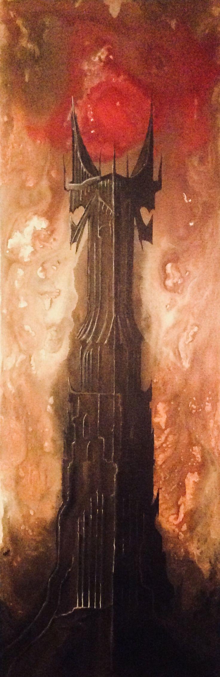736x2261 Barad Dur Canvas Painting's Tower in the Land of Mordor. Original canvas painting, Original canvas, Canvas painting