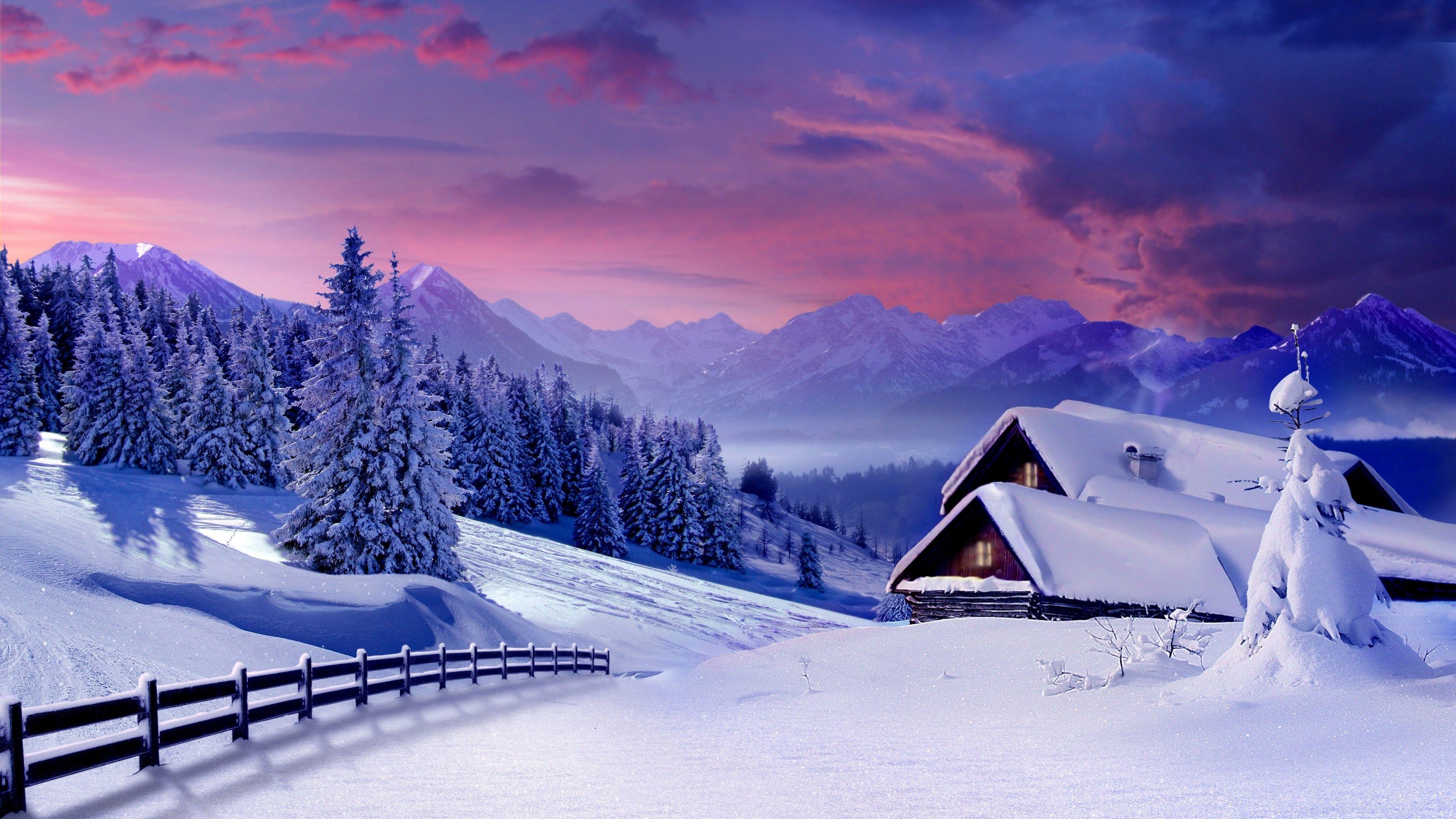 3840x2160 Beautiful Winter Illustration Ultra HD Wallpaper