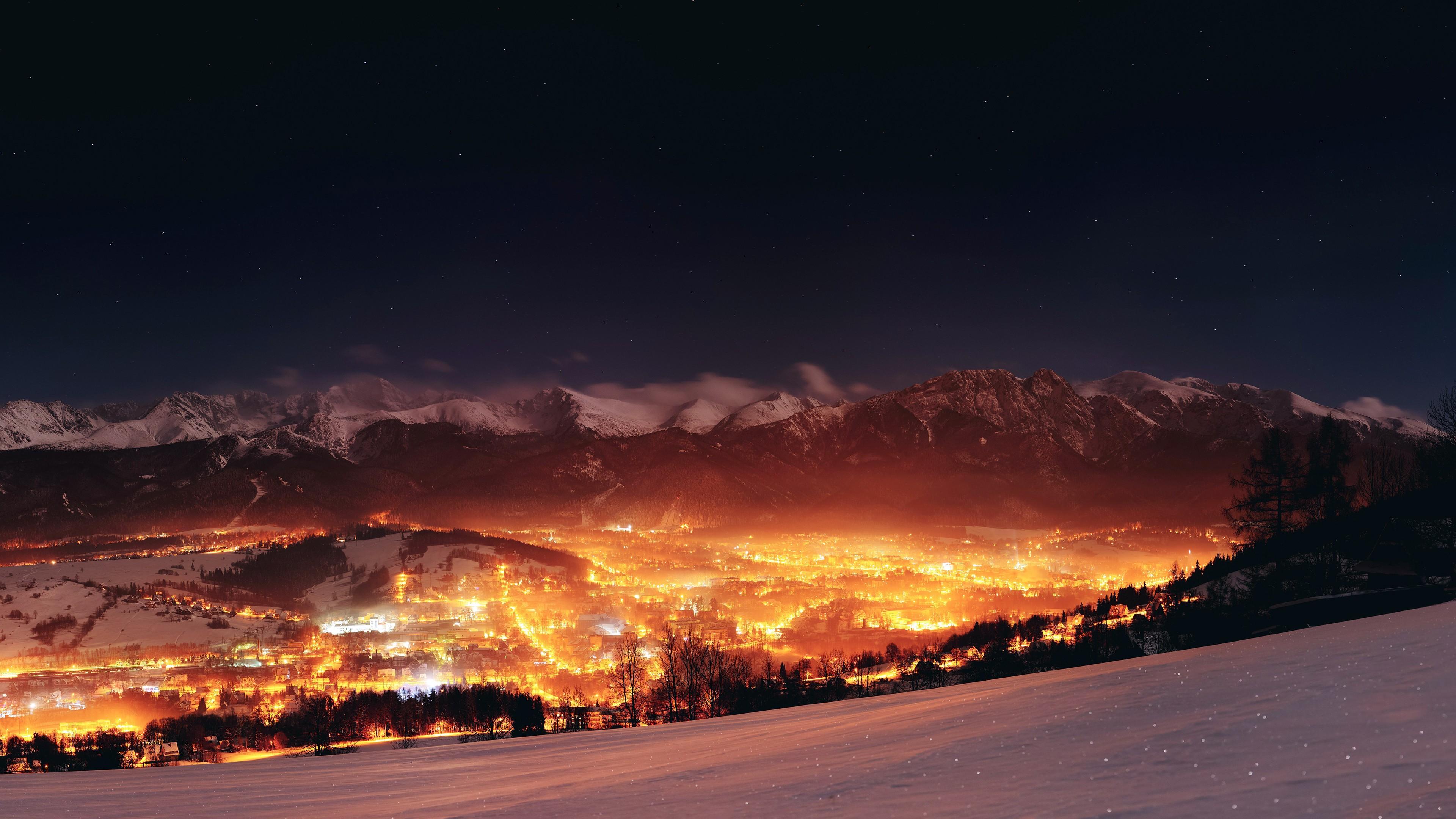 3840x2160 City Landscapes Winter Wallpaper