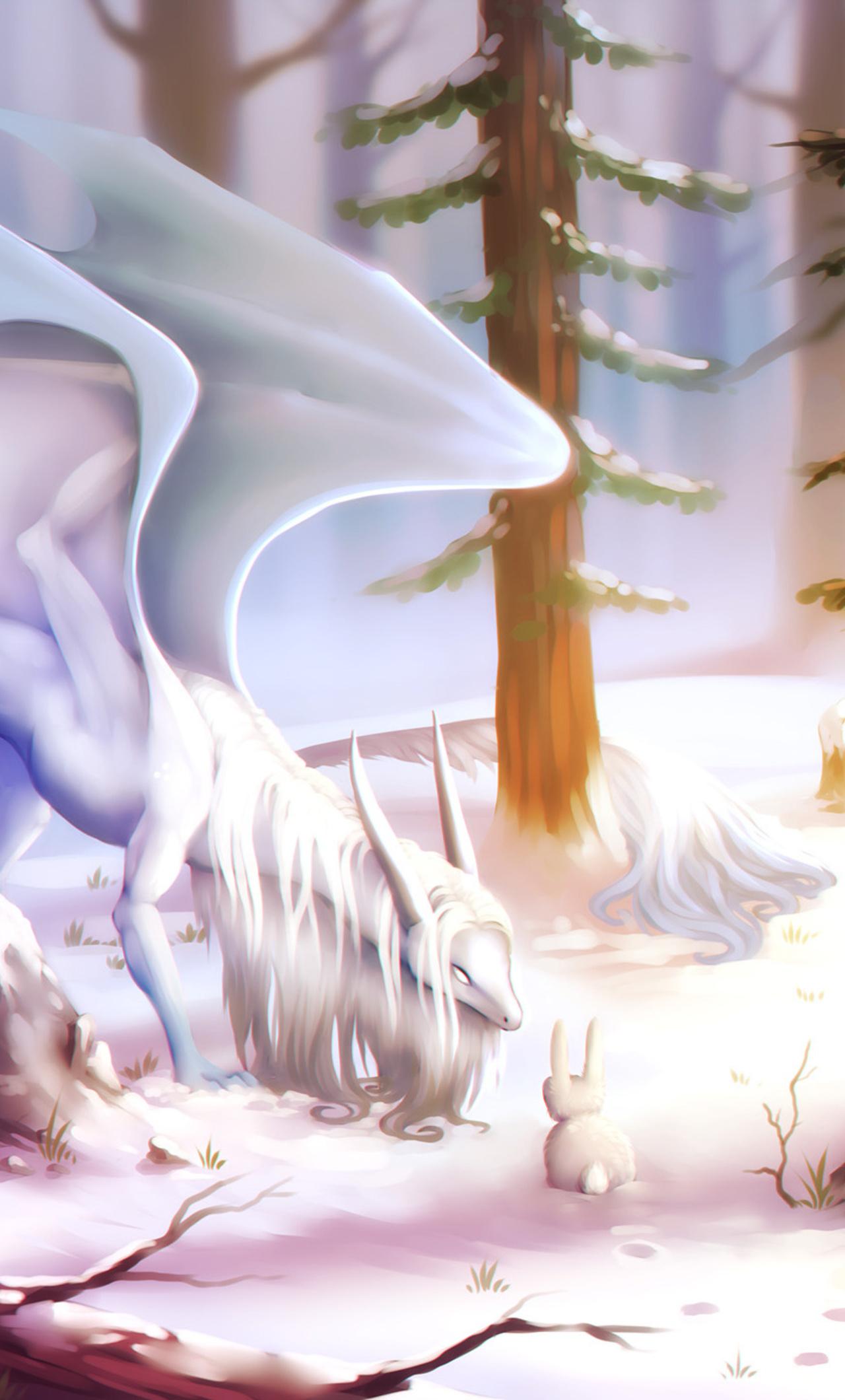 1280x2120 When White Dragon Meets Cute Rabbit iPhone HD 4k Wallpaper, Image, Background, Photo and Picture