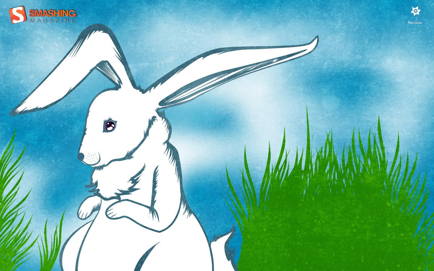 1440x900 Joyful Easter Wallpaper ? Funny Bunnies And Painted Eggs
