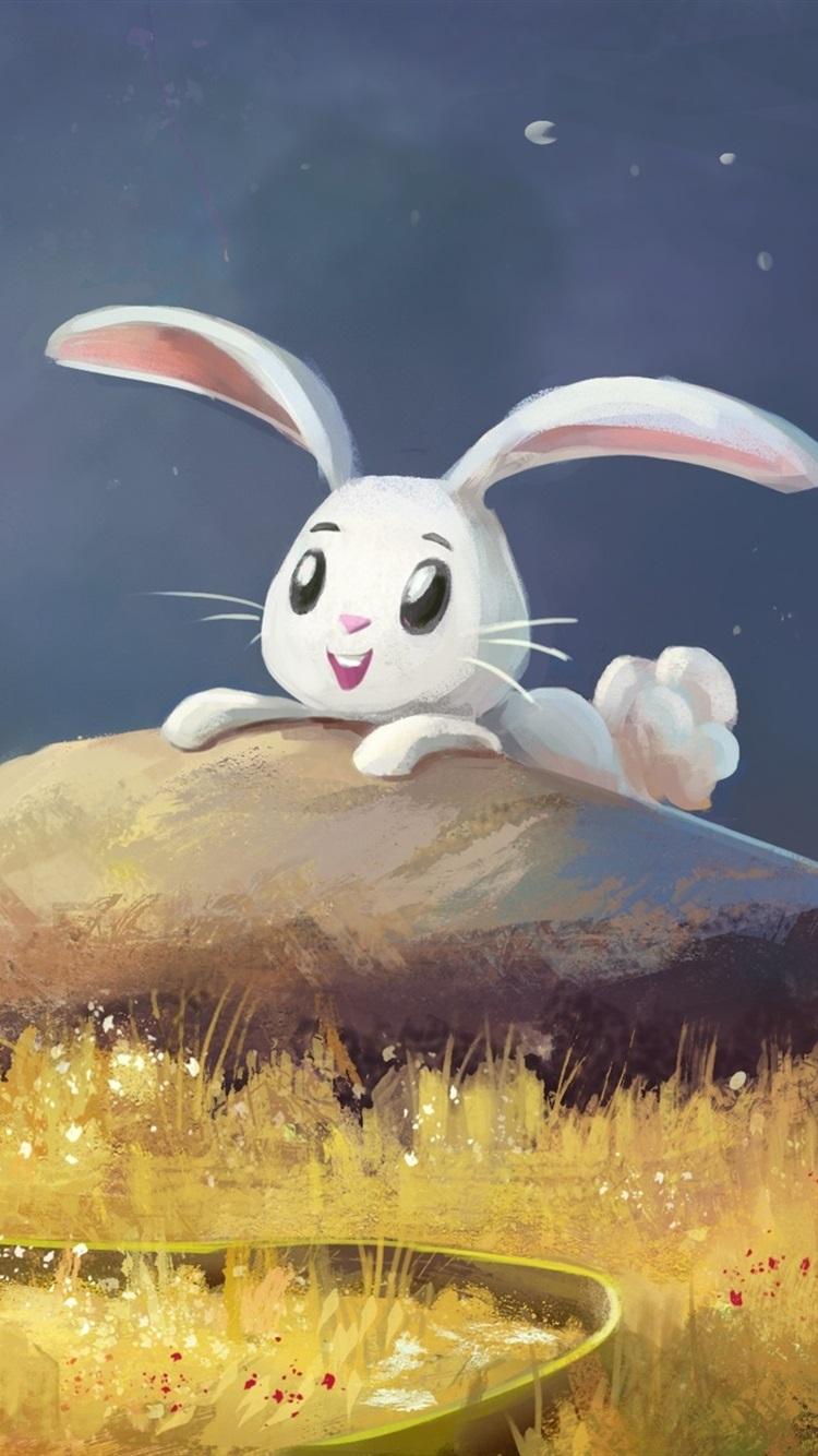 750x1334 Bunny With Butterfly Background Image and Wallpaper