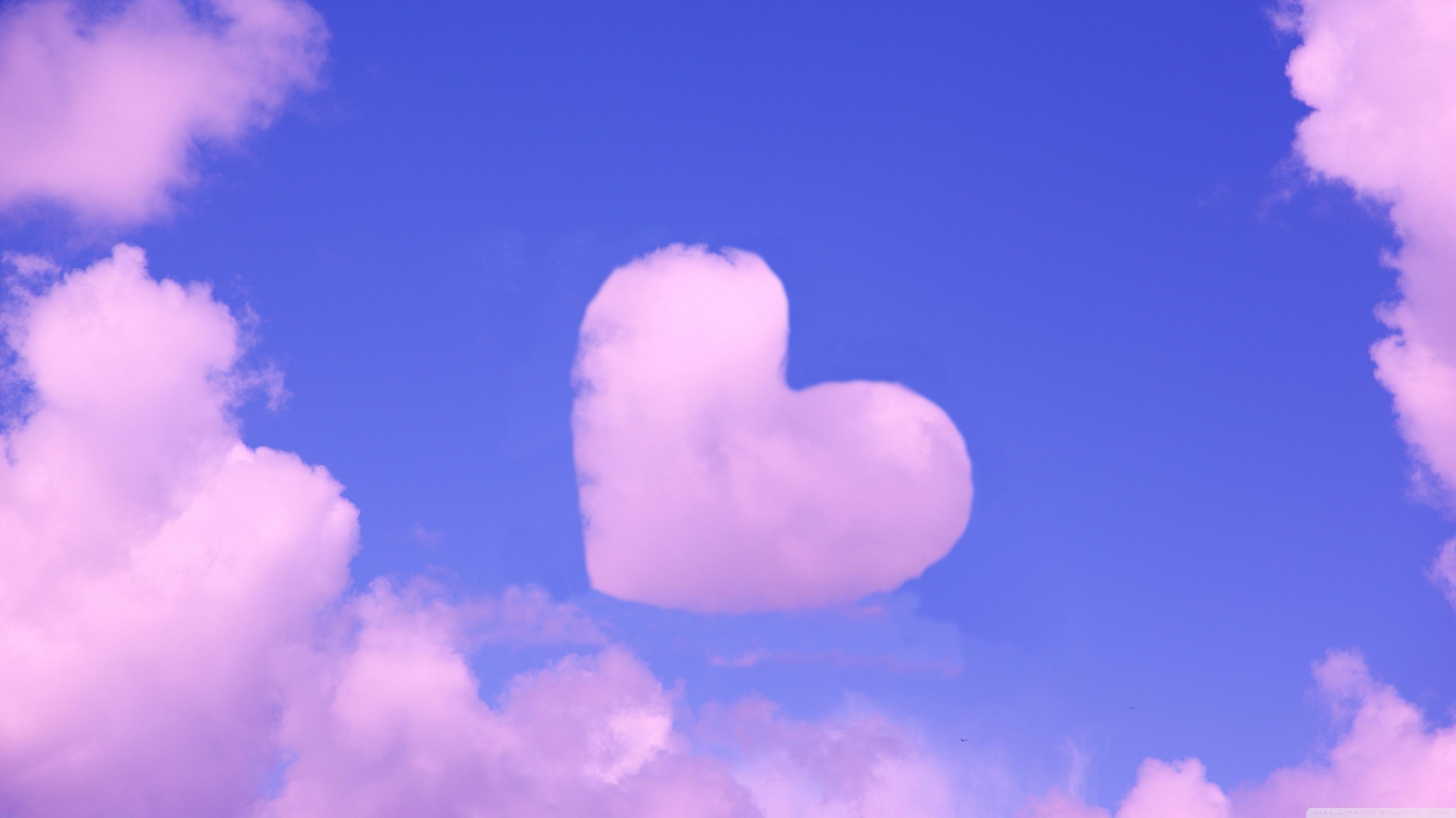 3840x2160 Love The Clouds Background Heart Shaped Clouds