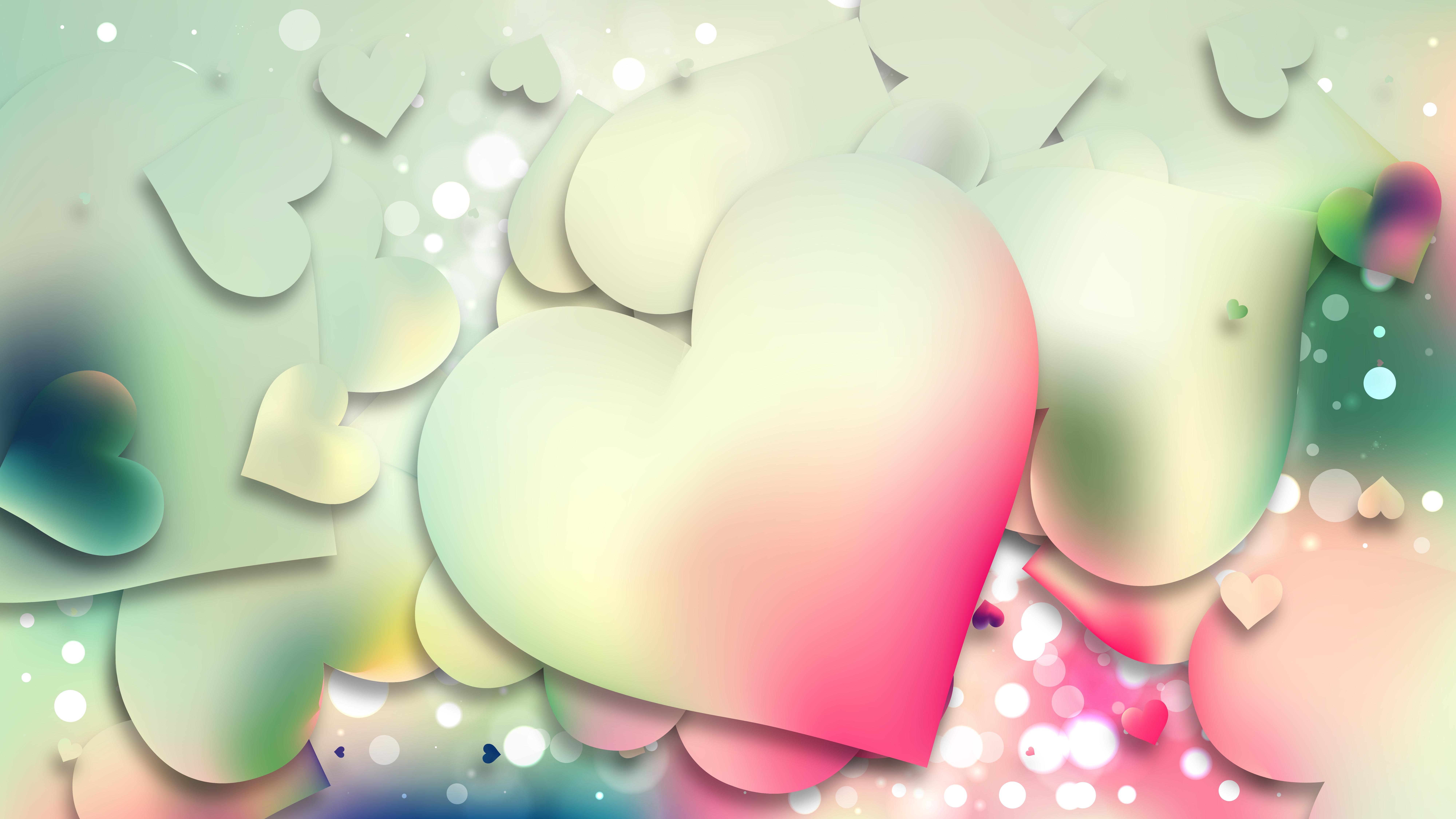 8000x4500 Free Pink and Blue Heart Wallpaper Background