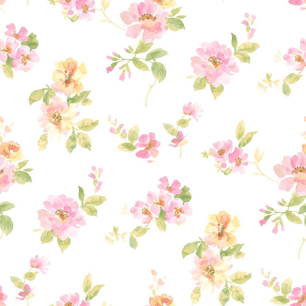 1000x1000 Captiva Pink Watercolor Floral Wallpaper