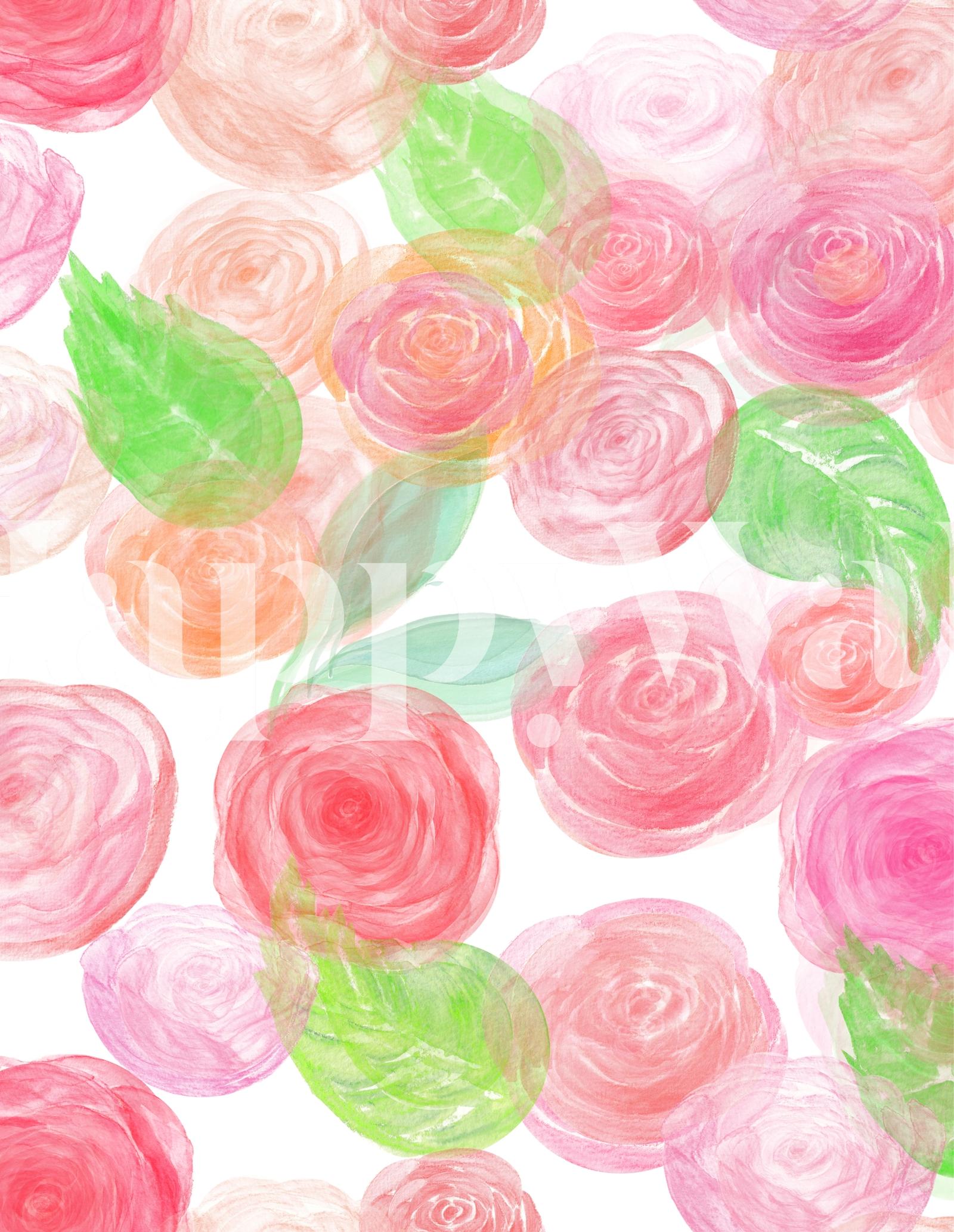 1600x2065 Buy Watercolor Pink Floral Wall wallpaper US shipping at